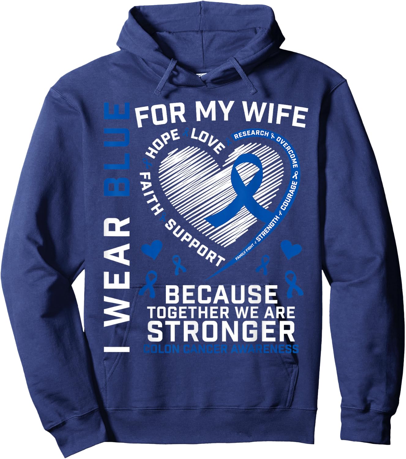 Wife Colon Cancer Awareness Products Gifts Husband Men Women Hoodie - Hoodie | Navy