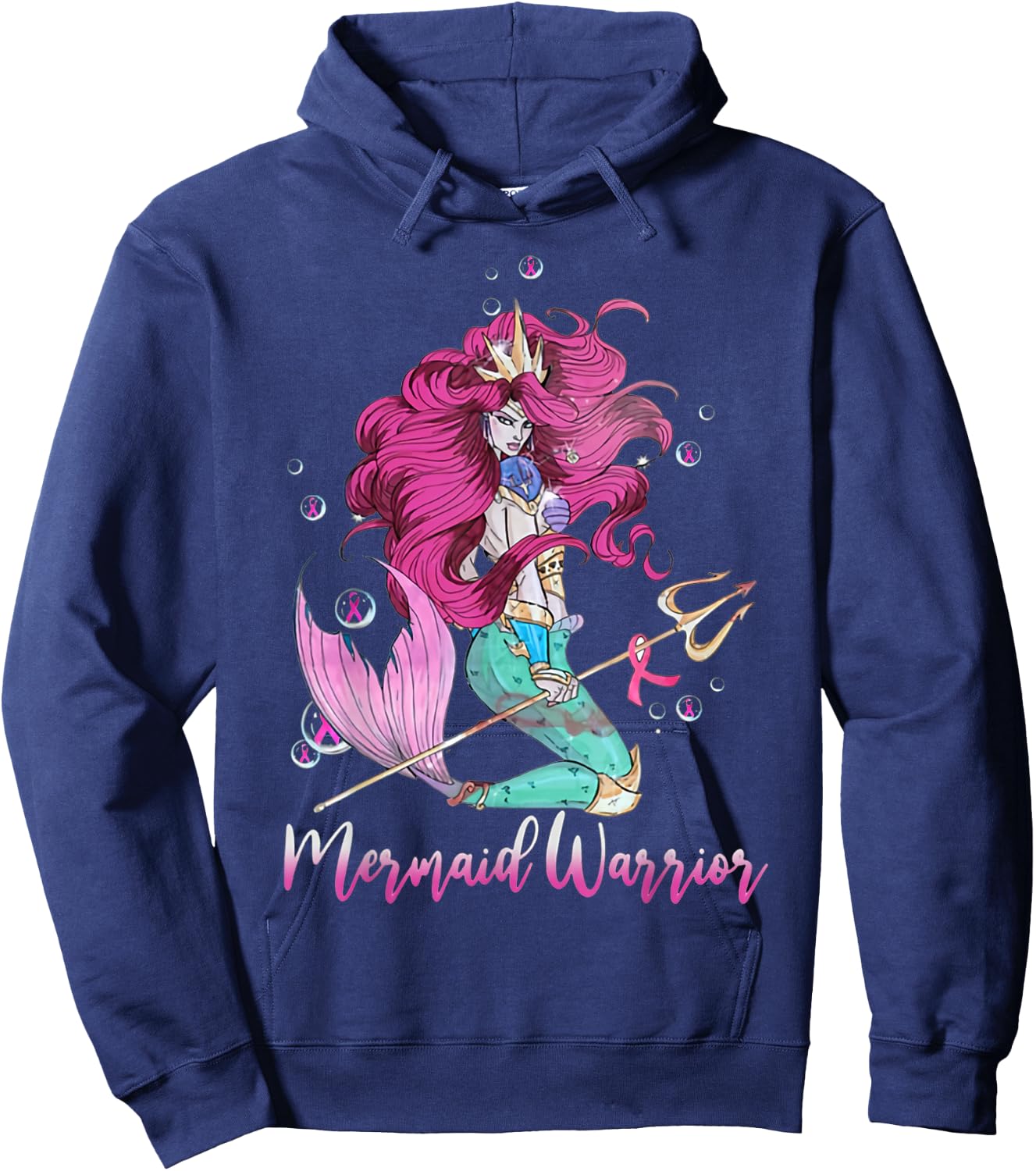 Breast Cancer Mermaid Warrior Mermaid Warrior Breast Cancer Hoodie - Hoodie | Navy