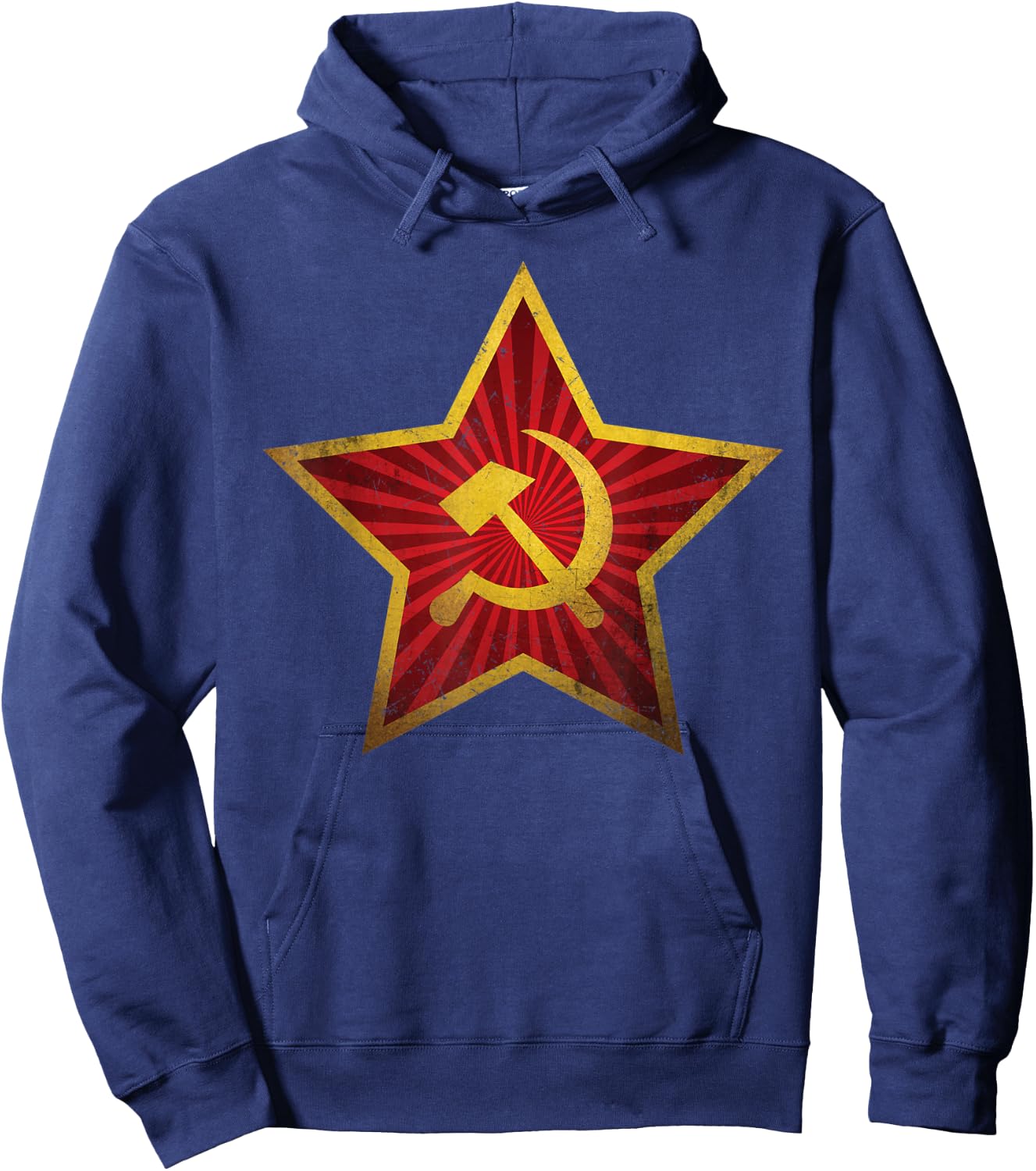 Soviet CCCP Red Star Sickle Hammer Symbol Emblem Distressed Hoodie - Hoodie | Navy