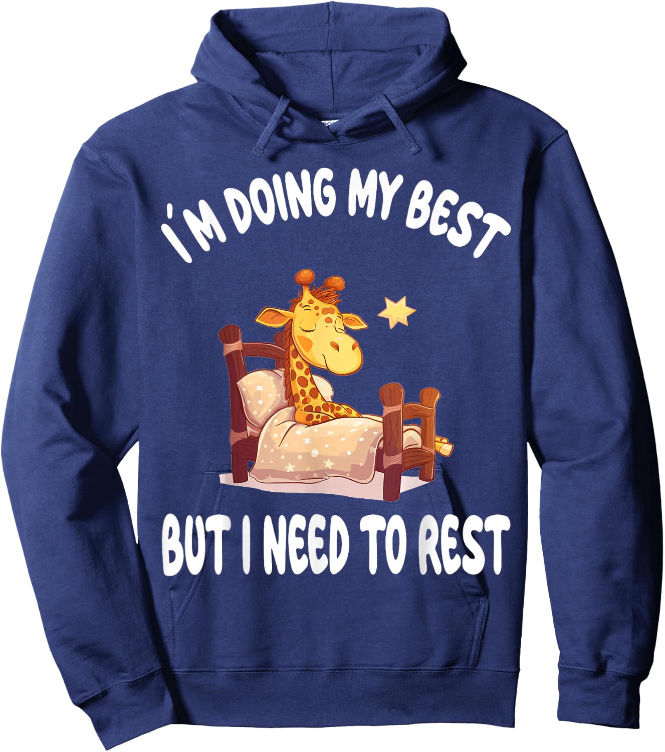Giraffe Animal Pajamas Nightgown Sleeping Napping Hoodie - Hoodie | Navy