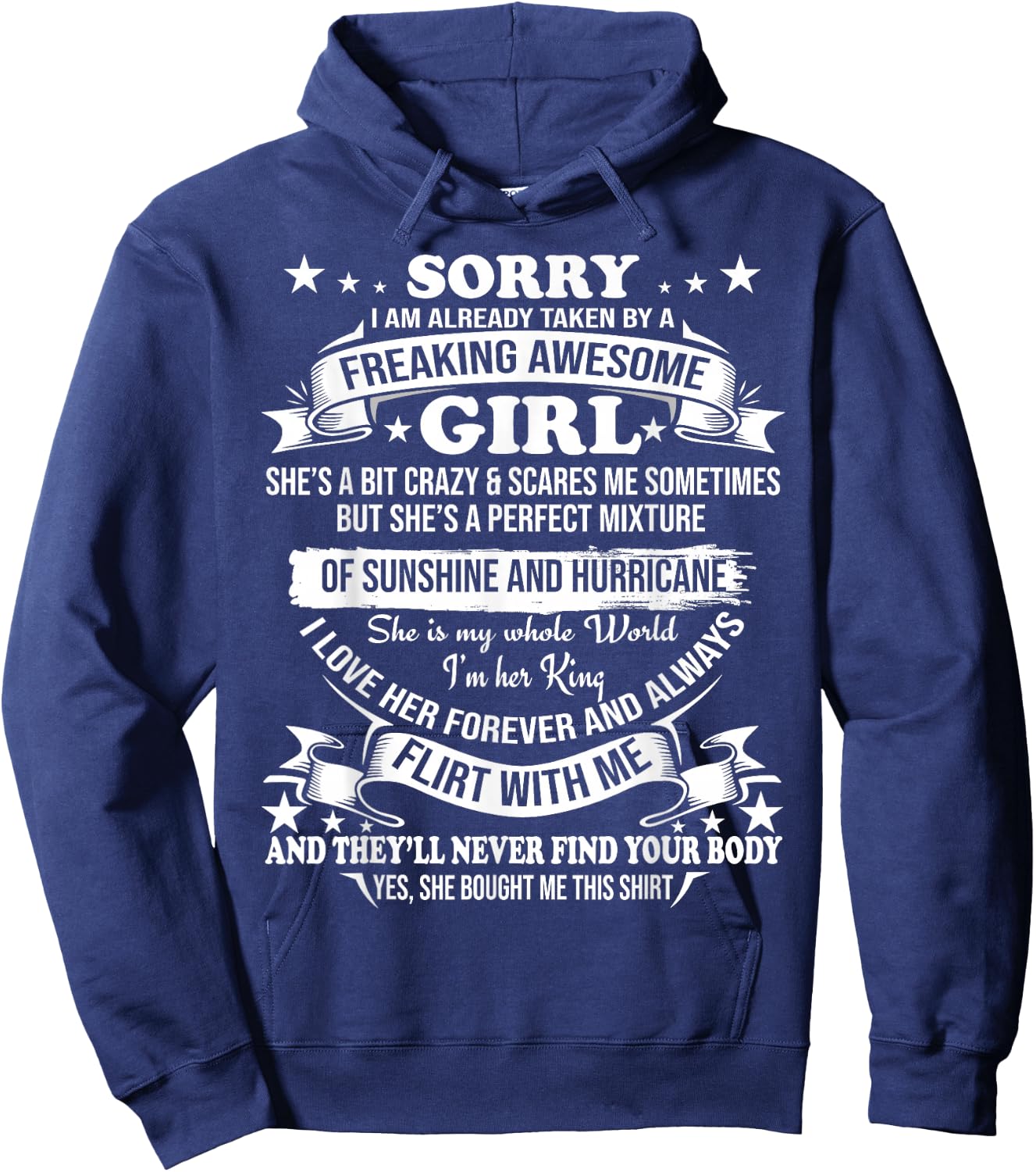Sorry I am Already Taken by Awesome Girl Shirt Valentine Day Hoodie - Hoodie | Navy