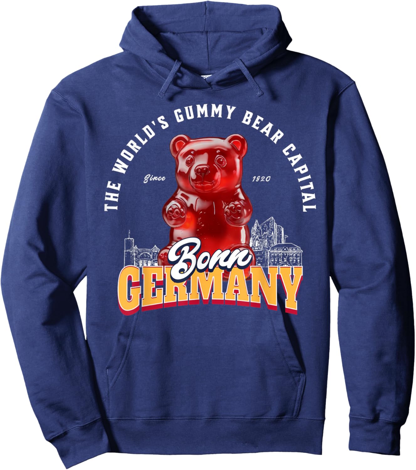 Bonn Germany World's Gummy Bear Capital Since 1920 Candy Hoodie - Hoodie | Navy