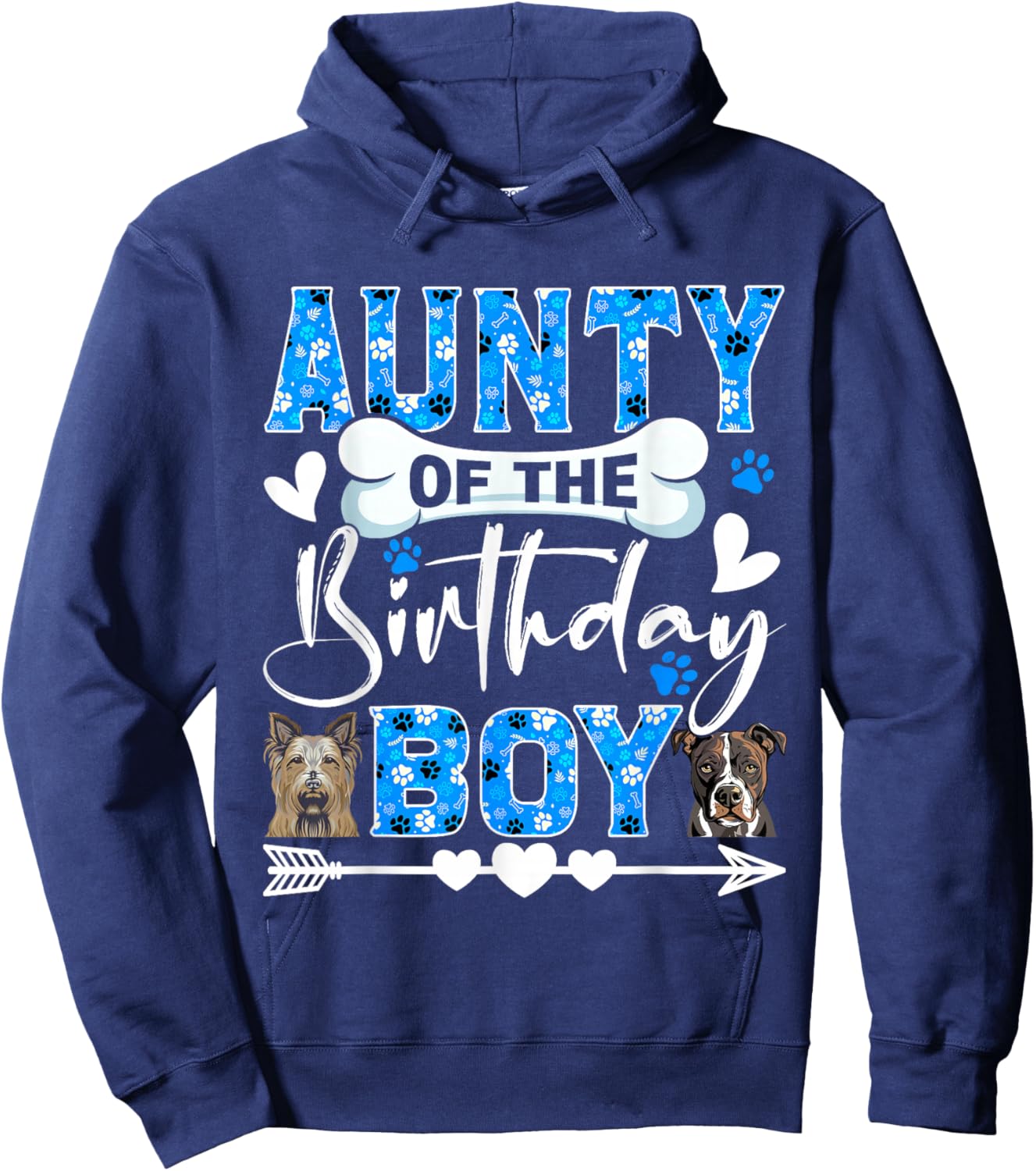 Aunty Of The Birthday Boy Dog Paw Bday Party Matching Hoodie - Hoodie | Navy