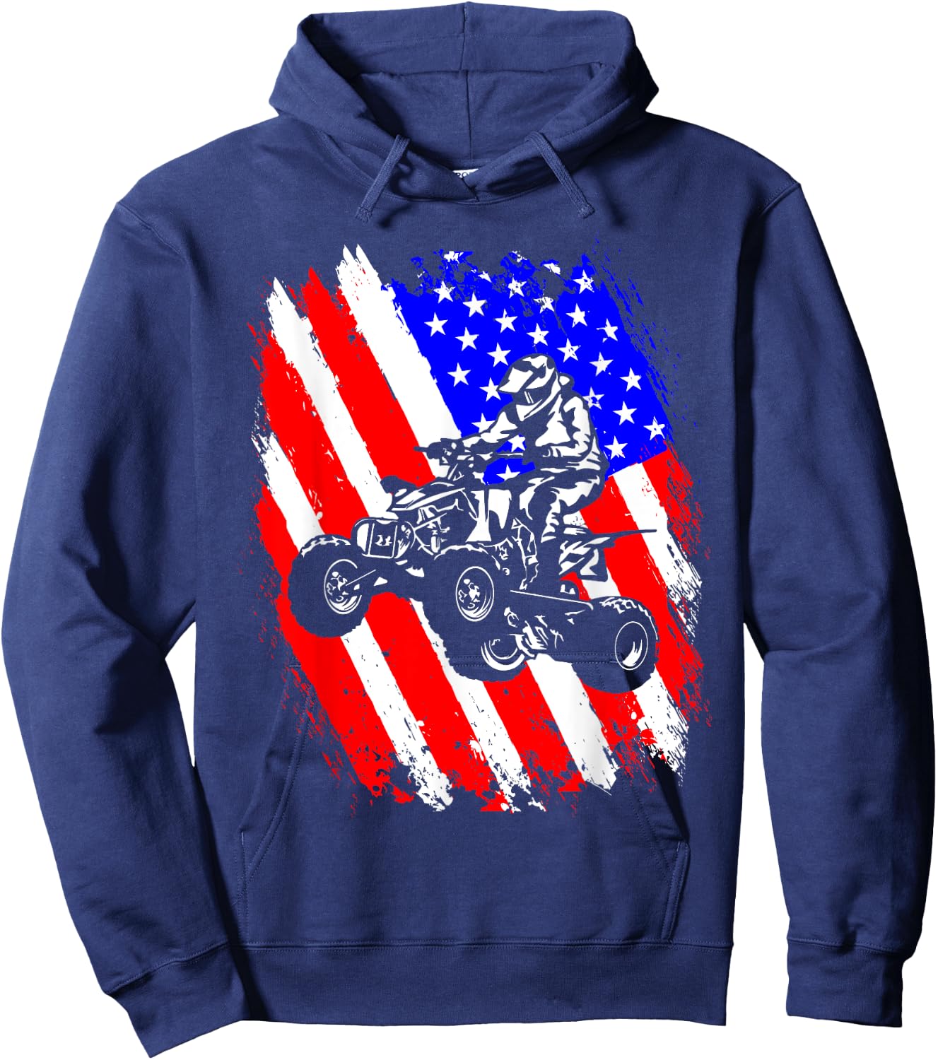 Quad Biker America USA Flag Gift Four Wheeler ATV Quad Bike Hoodie - Hoodie | Navy