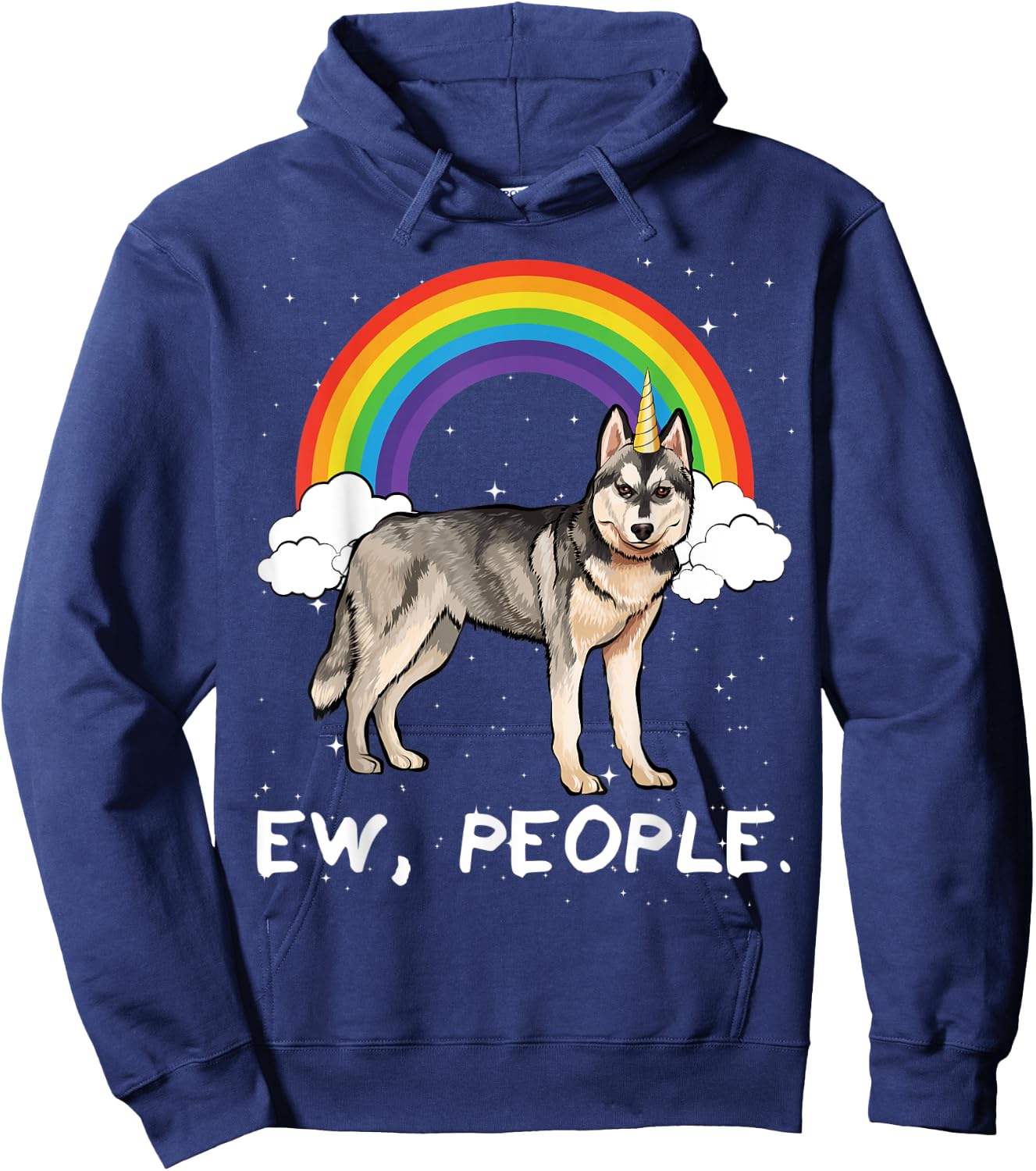 Rainbow Siberian Husky Ew People Unicorn Dog Men Women Kids Hoodie - Hoodie | Navy