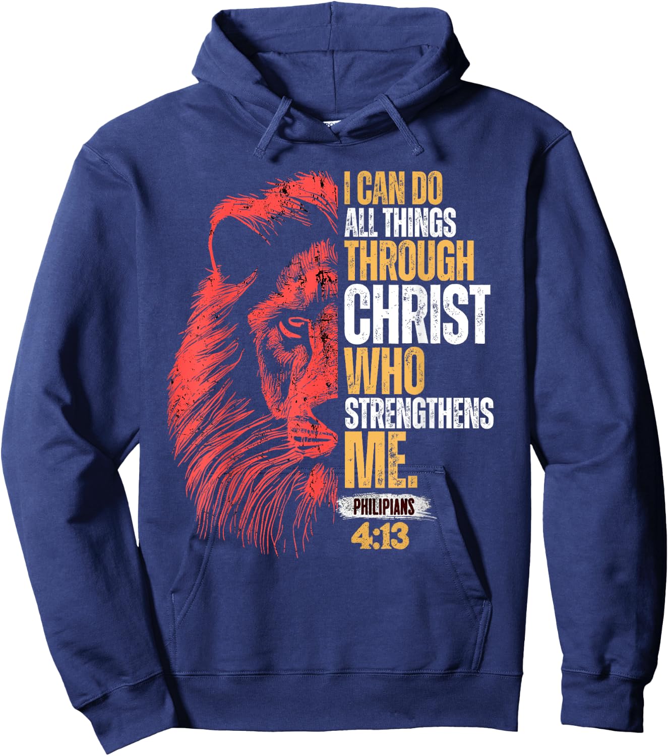 I Can Do All Things Through Christ Lion Faith Christian Hoodie - Hoodie | Navy