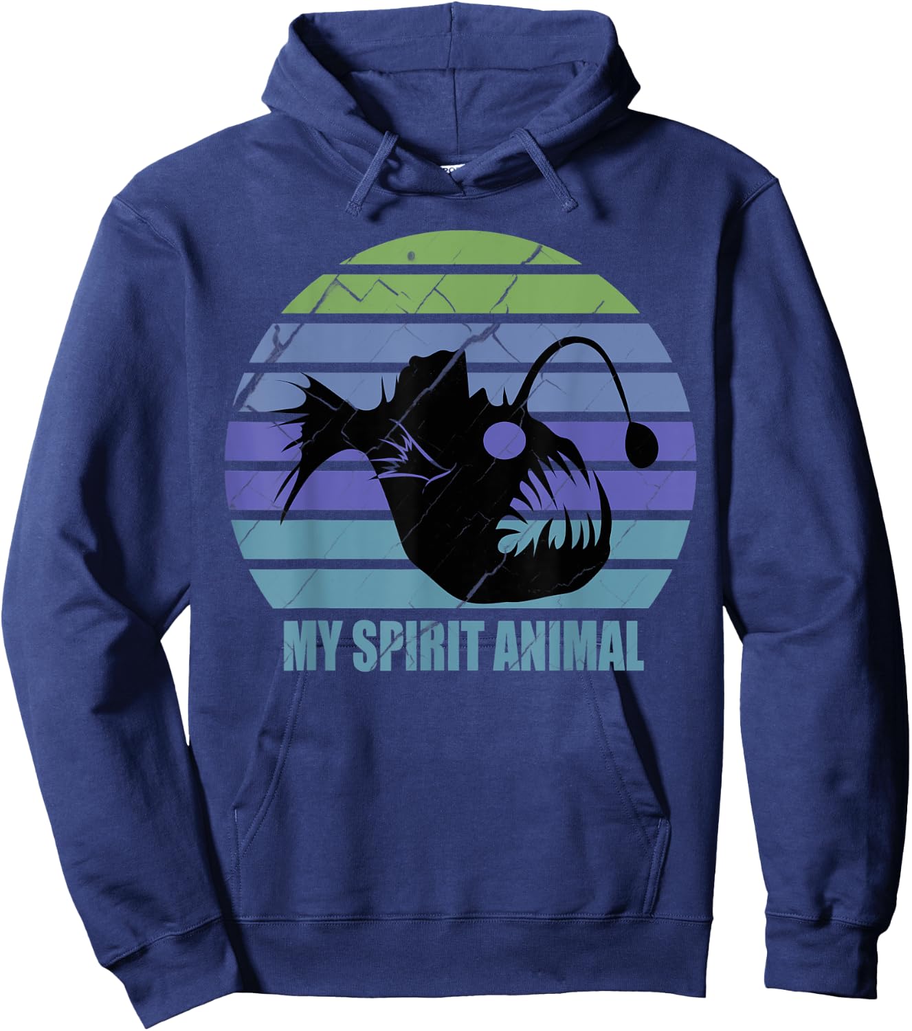 Funny Angler Fish My Spirit Animal Sarcastic Retro Vintage Hoodie - Hoodie | Navy