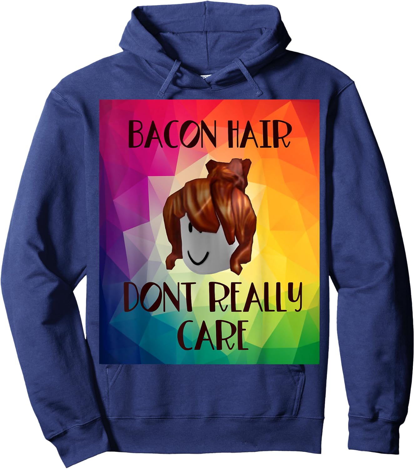 Funny bacon hair don’t really care design for girl gamers Hoodie - Hoodie | Navy