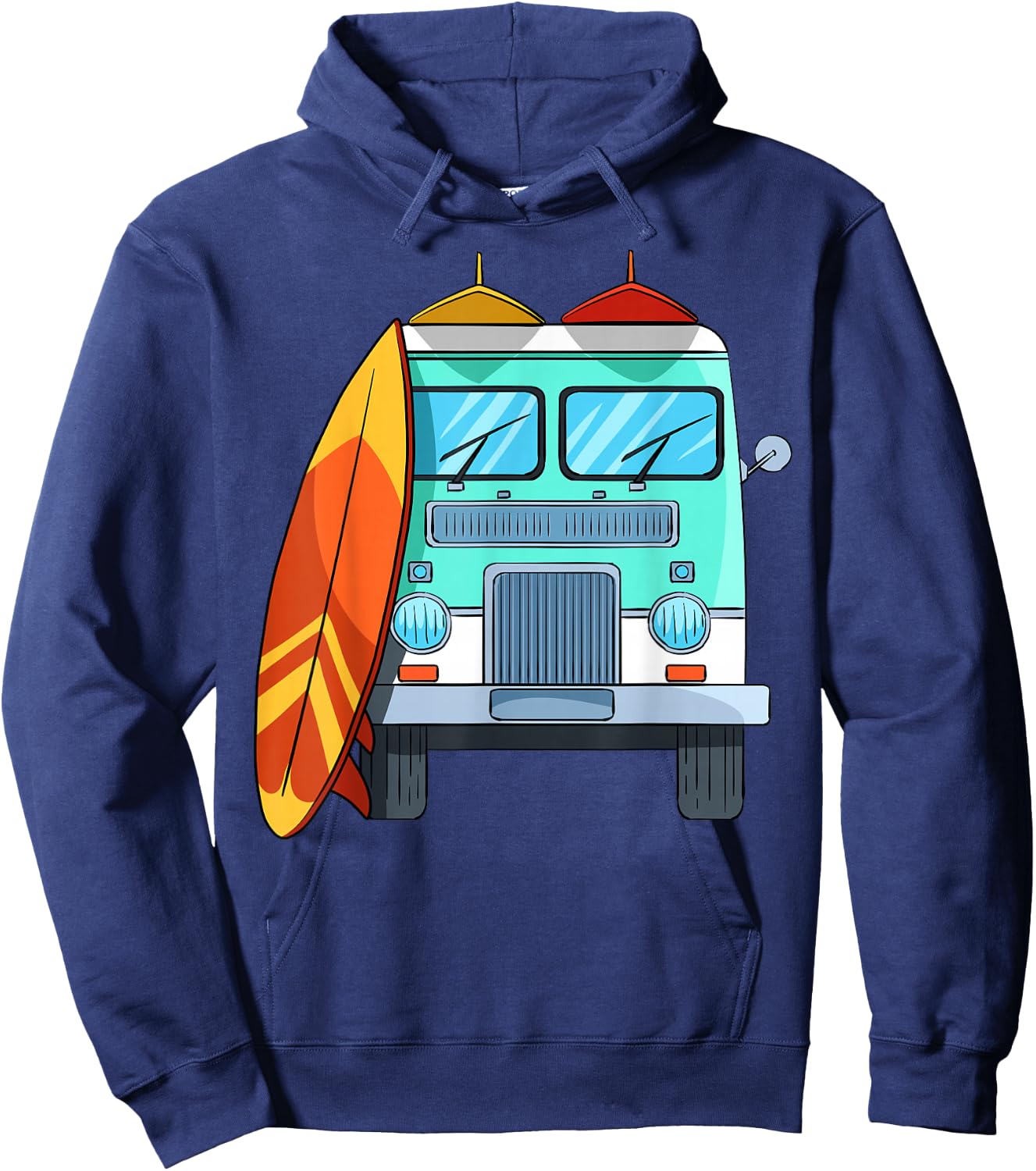 Surf Van Surfboard Palm Trees Surfing Surfer Waves Summer Men Women Girls Kids Hoodie - Hoodie | Navy