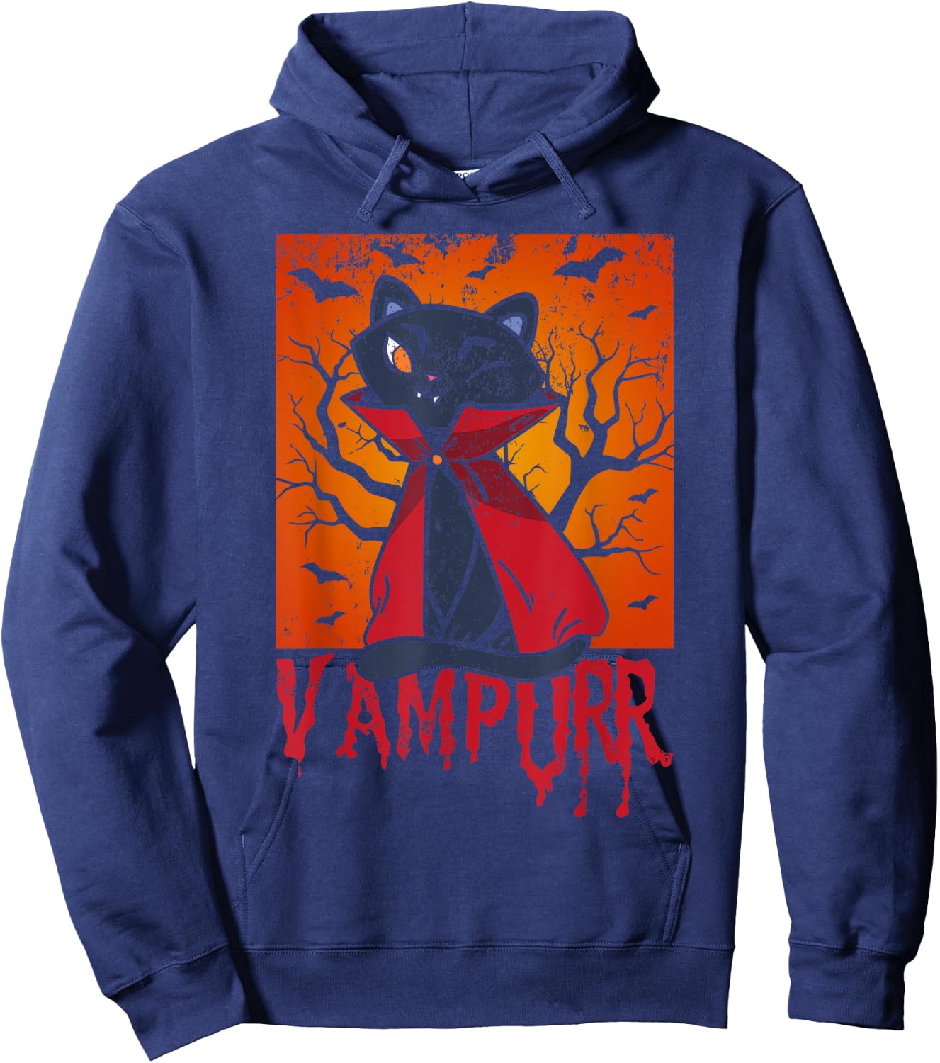 Vampurr Vampire Costume Cat Lover Kitten Halloween Hoodie - Hoodie | Navy