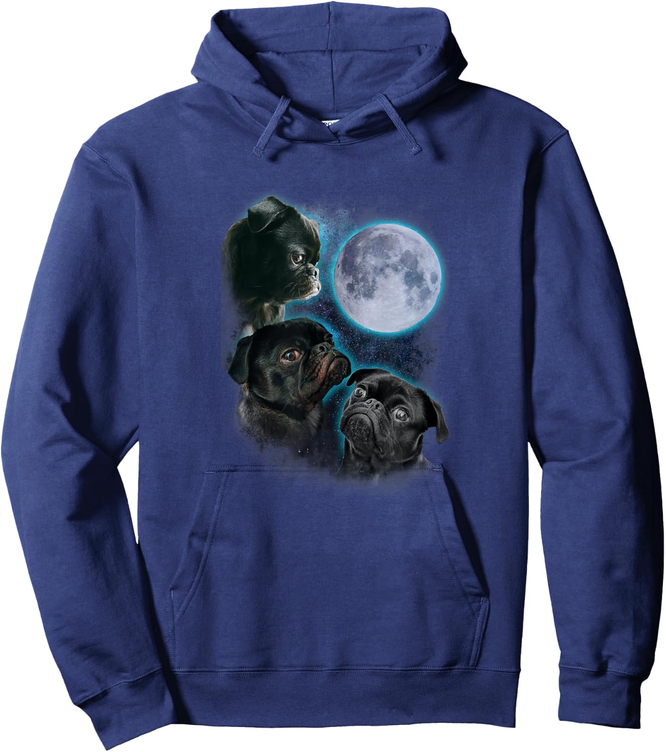 Three pug moon Hoodie - Hoodie | Navy
