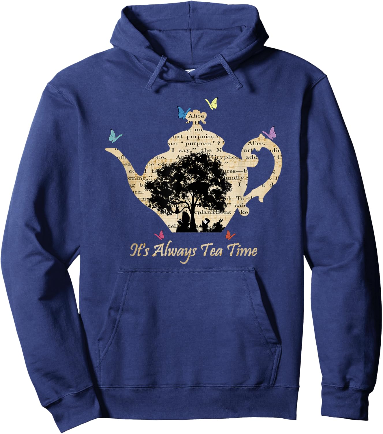 Alice in Wonderland Vintage Tea Time Hoodie - Hoodie | Navy