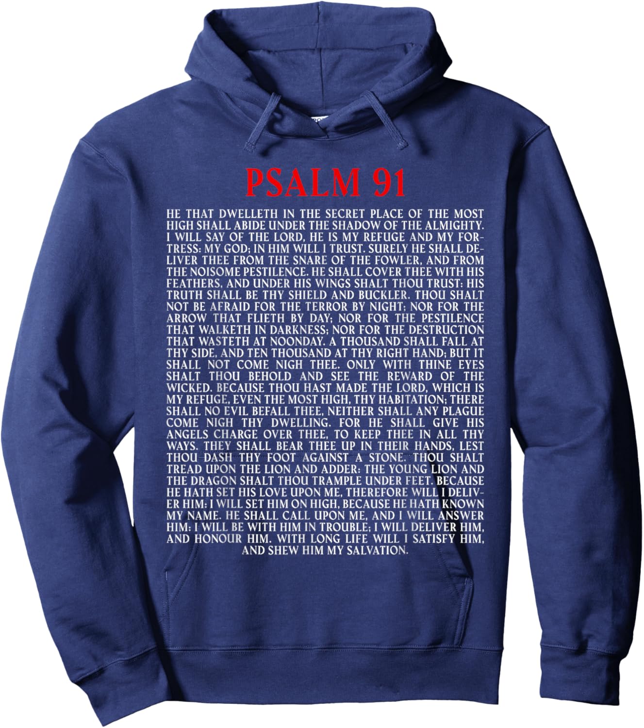 Psalms 91 Full KJV Bible Verse Protection & Safety Blessing Hoodie - Hoodie | Navy