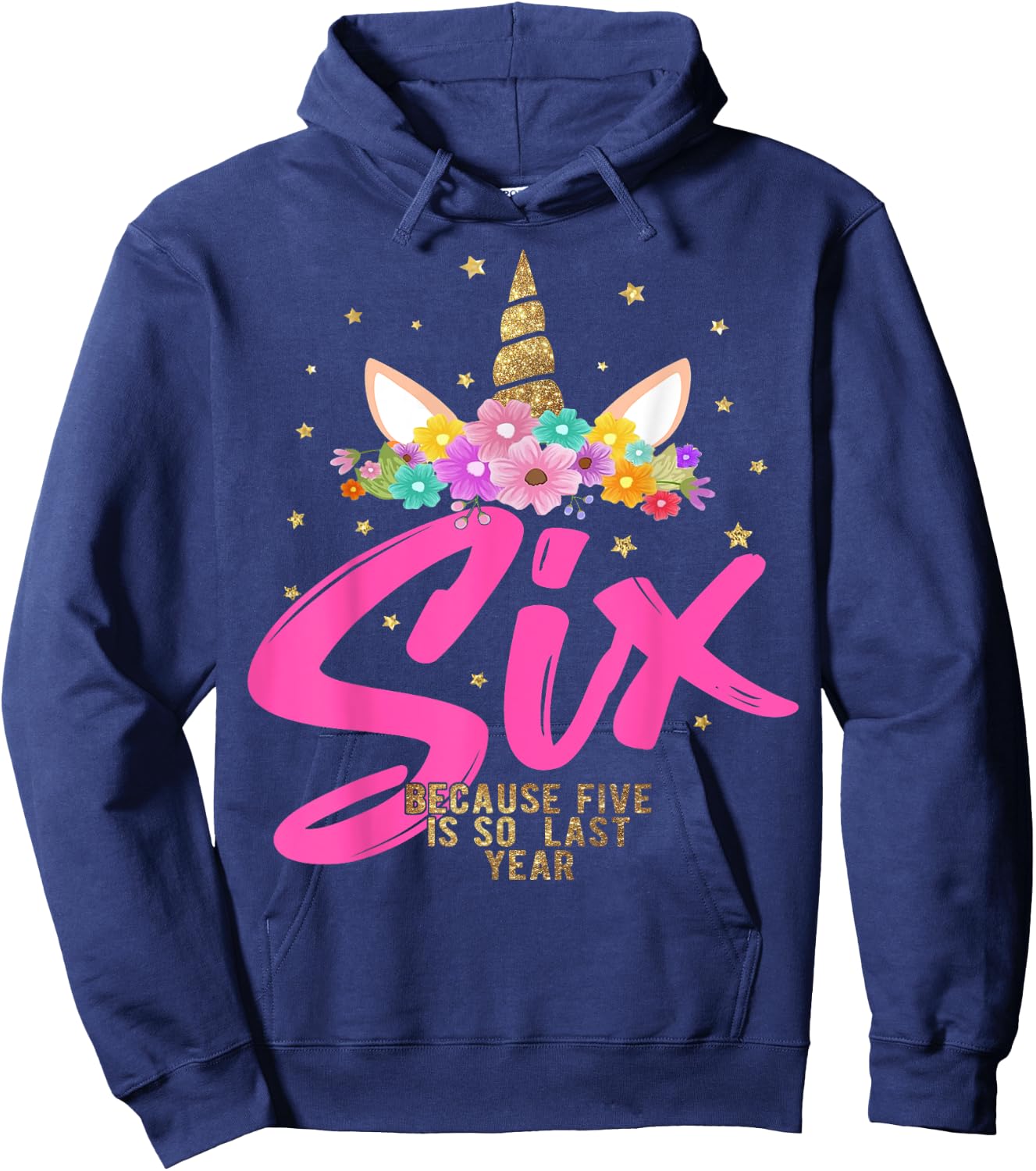 Unicorn Birthday Girl 6 Years Old Gift 6th B-day Hoodie - Hoodie | Navy