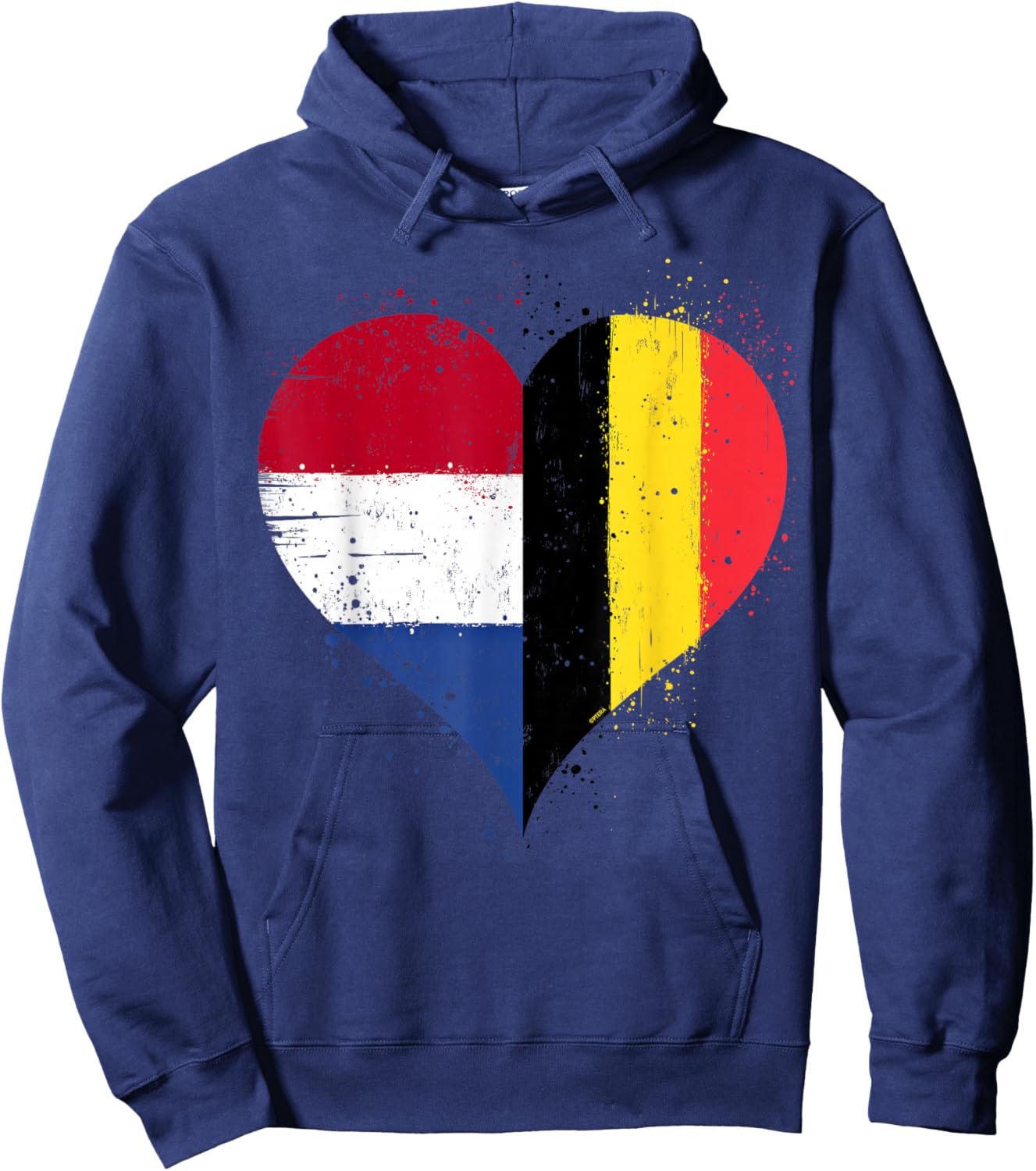 Cool Belgium Netherlands Flag Heart for Belgian Dutch Pride Hoodie - Hoodie | Navy