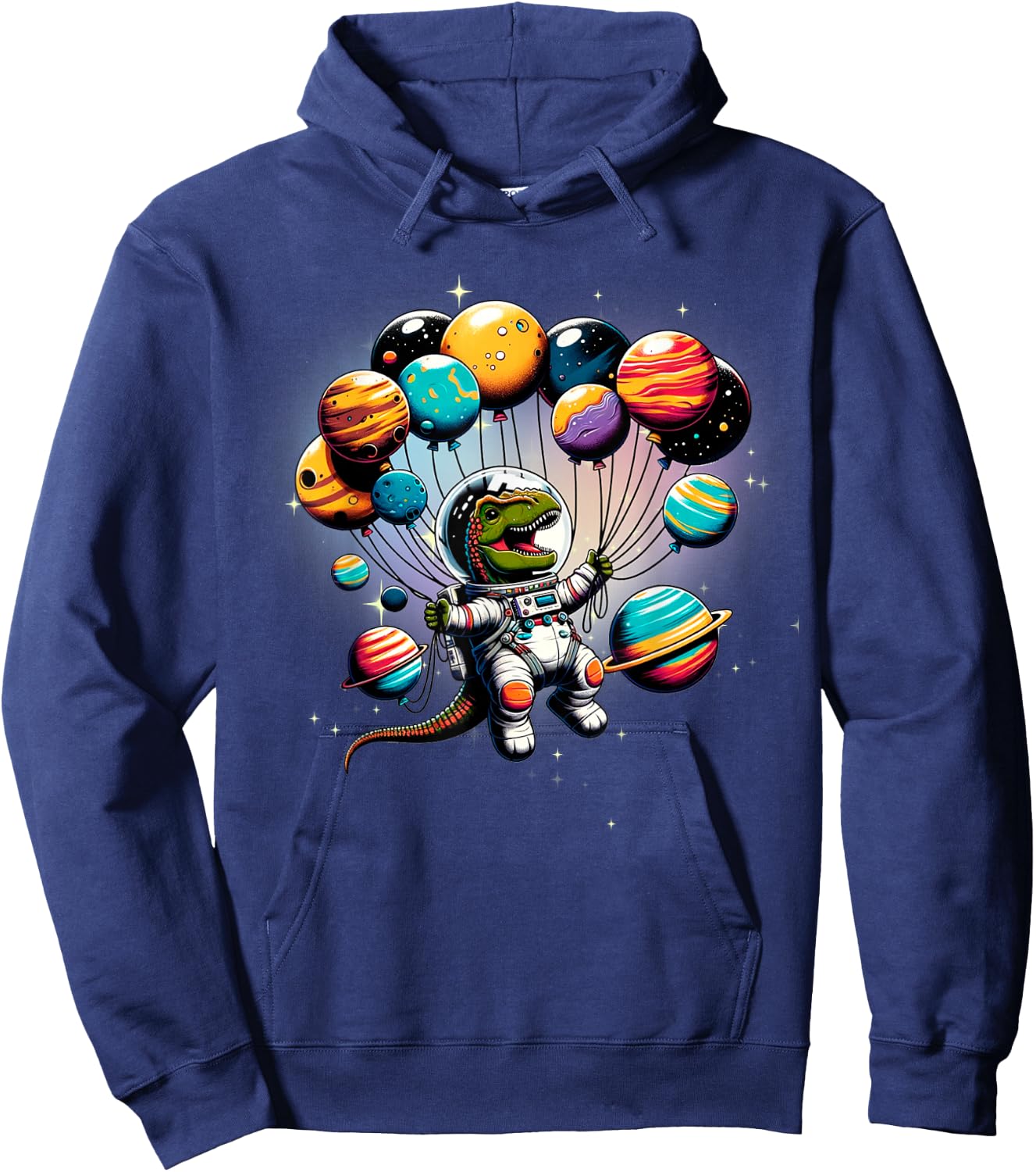 Astronaut Dinosaur With Balloons In Space Women Kids Hoodie - Hoodie | Navy