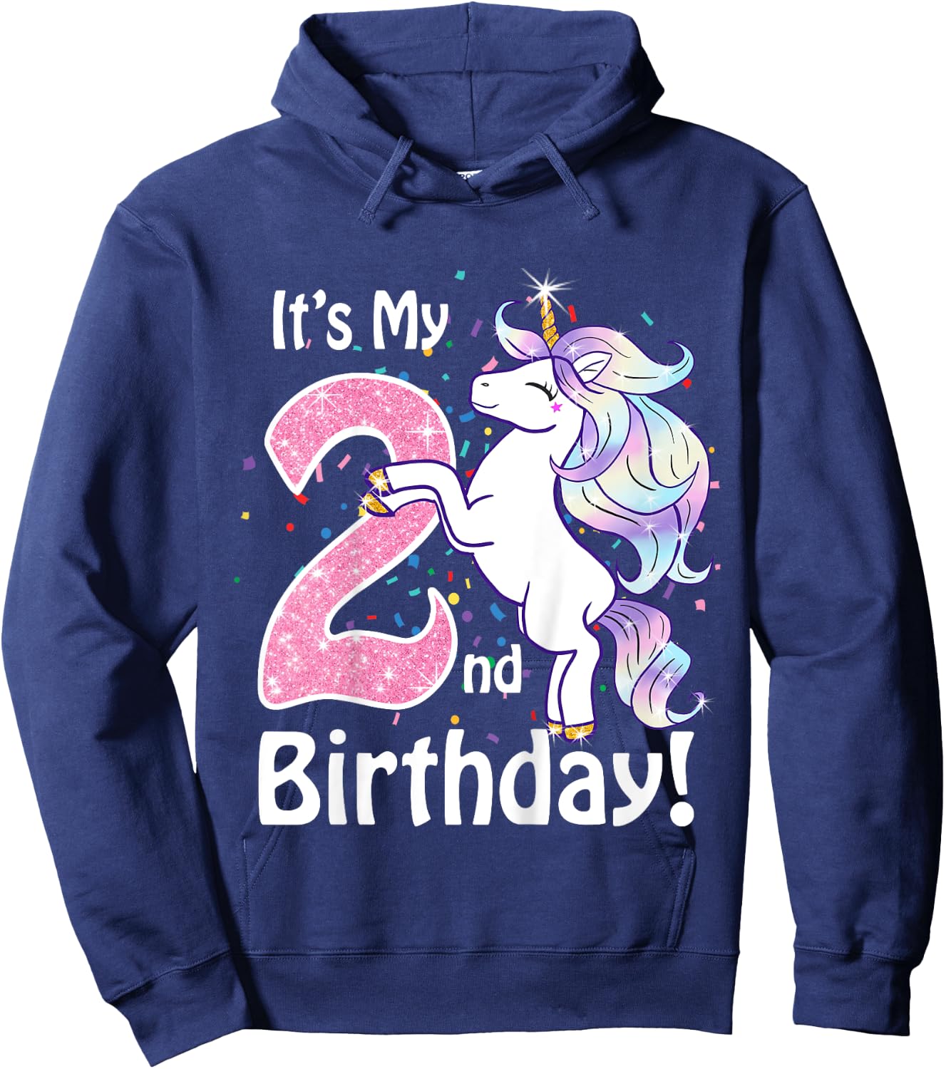 Its My 2nd Birthday Unicorn Outfits for toddler girls gift Hoodie - Hoodie | Navy