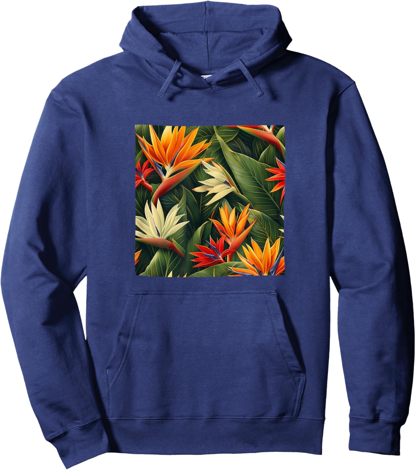 Bird Of Paradiese Flower Pattern Graphic Hoodie - Hoodie | Navy