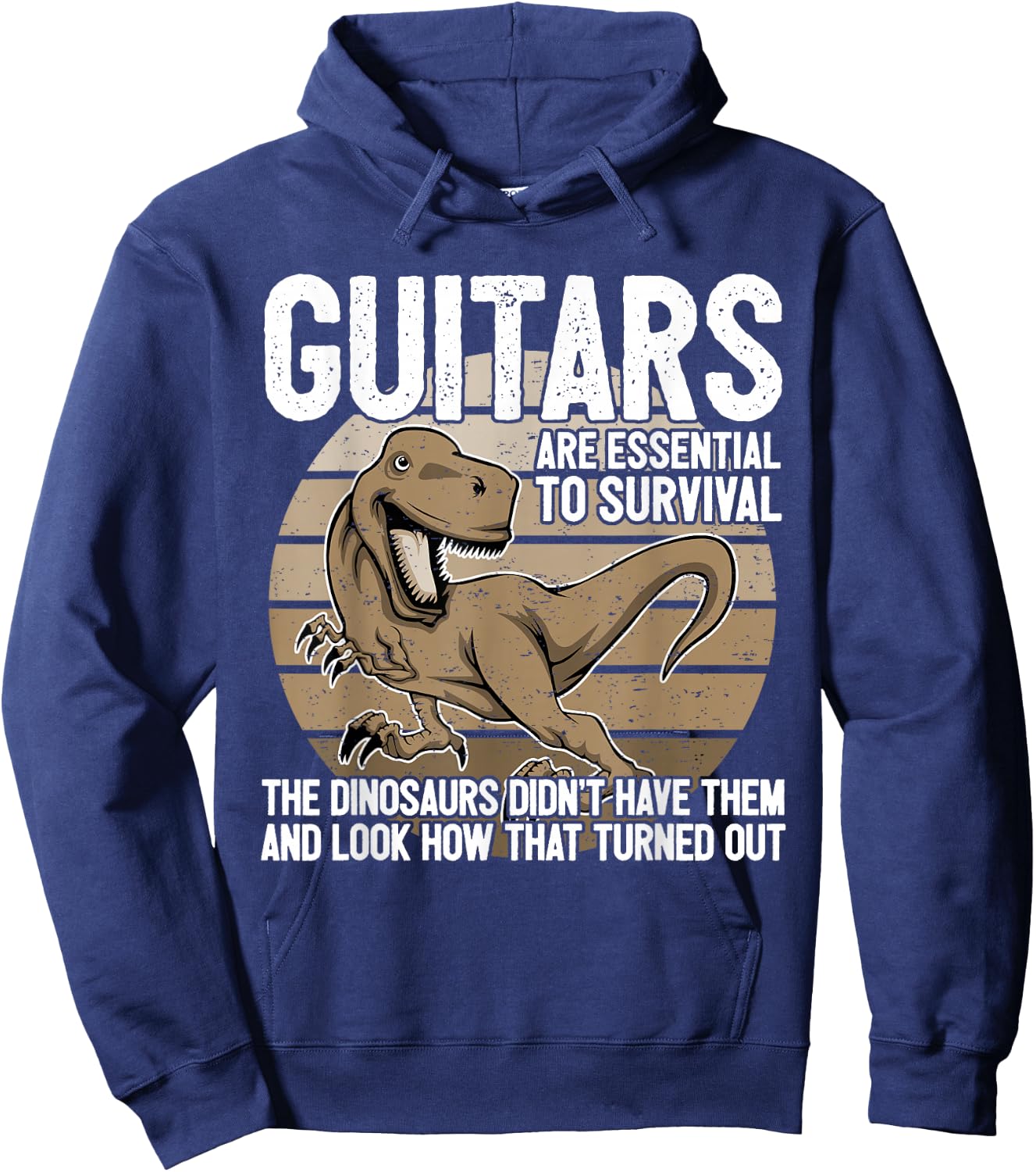 Funny Guitar Player Graphic Dinosaur Survive Guitarist Joke Hoodie - Hoodie | Navy