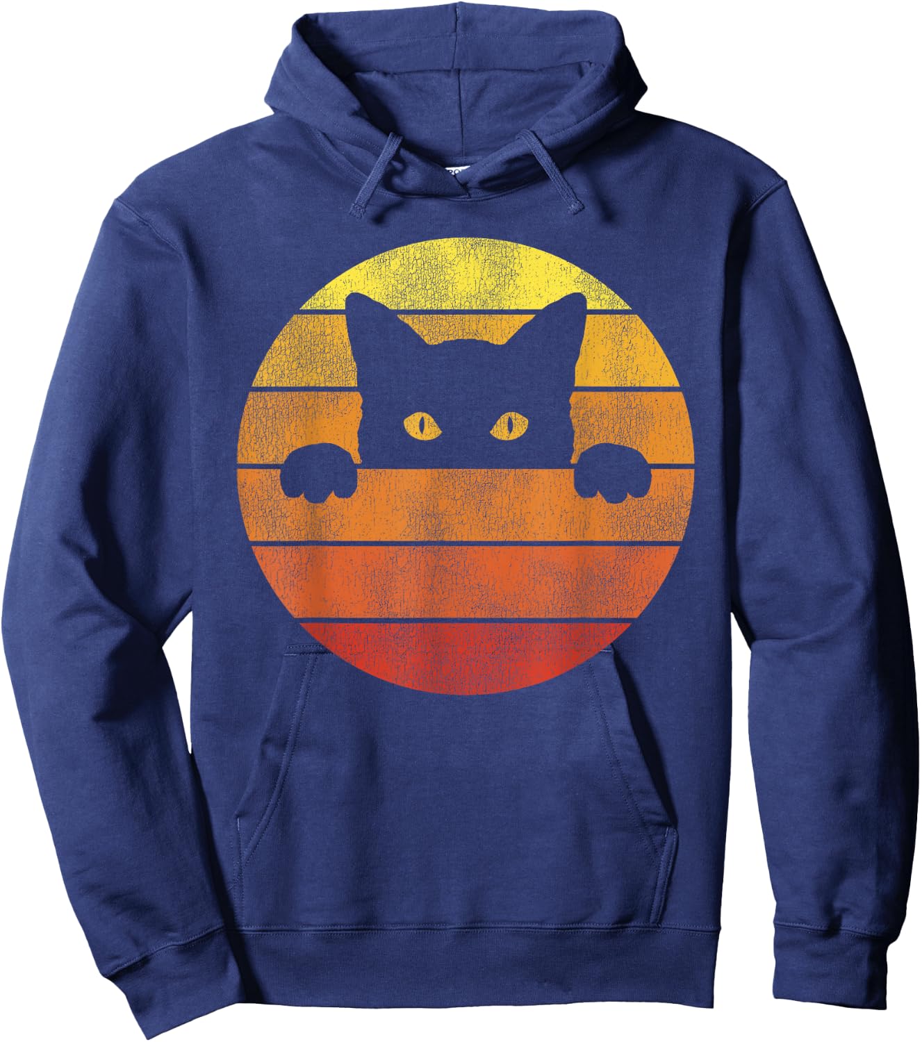 Retro Cat Shirt Vintage Funny Cat Men Women Girls Kids Hoodie - Hoodie | Navy