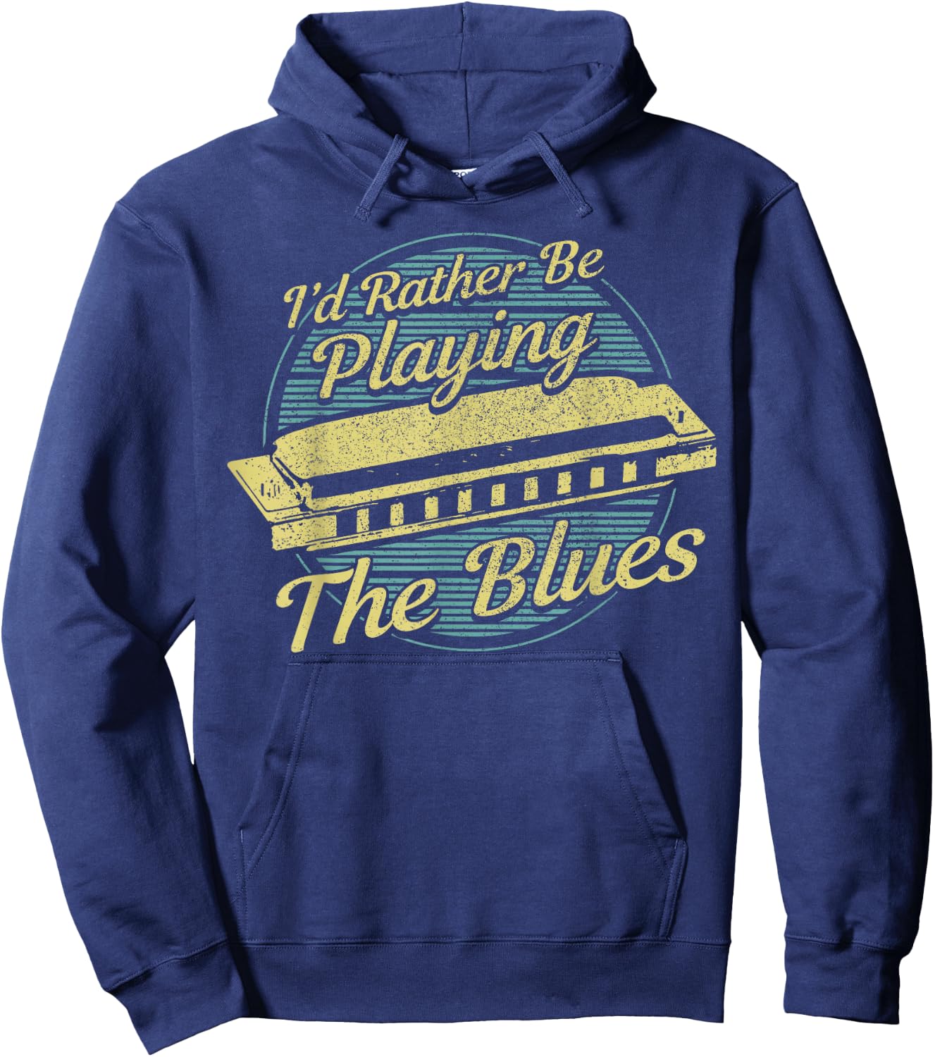 Blue Vintage Style Harmonica Hoodie - Hoodie | Navy