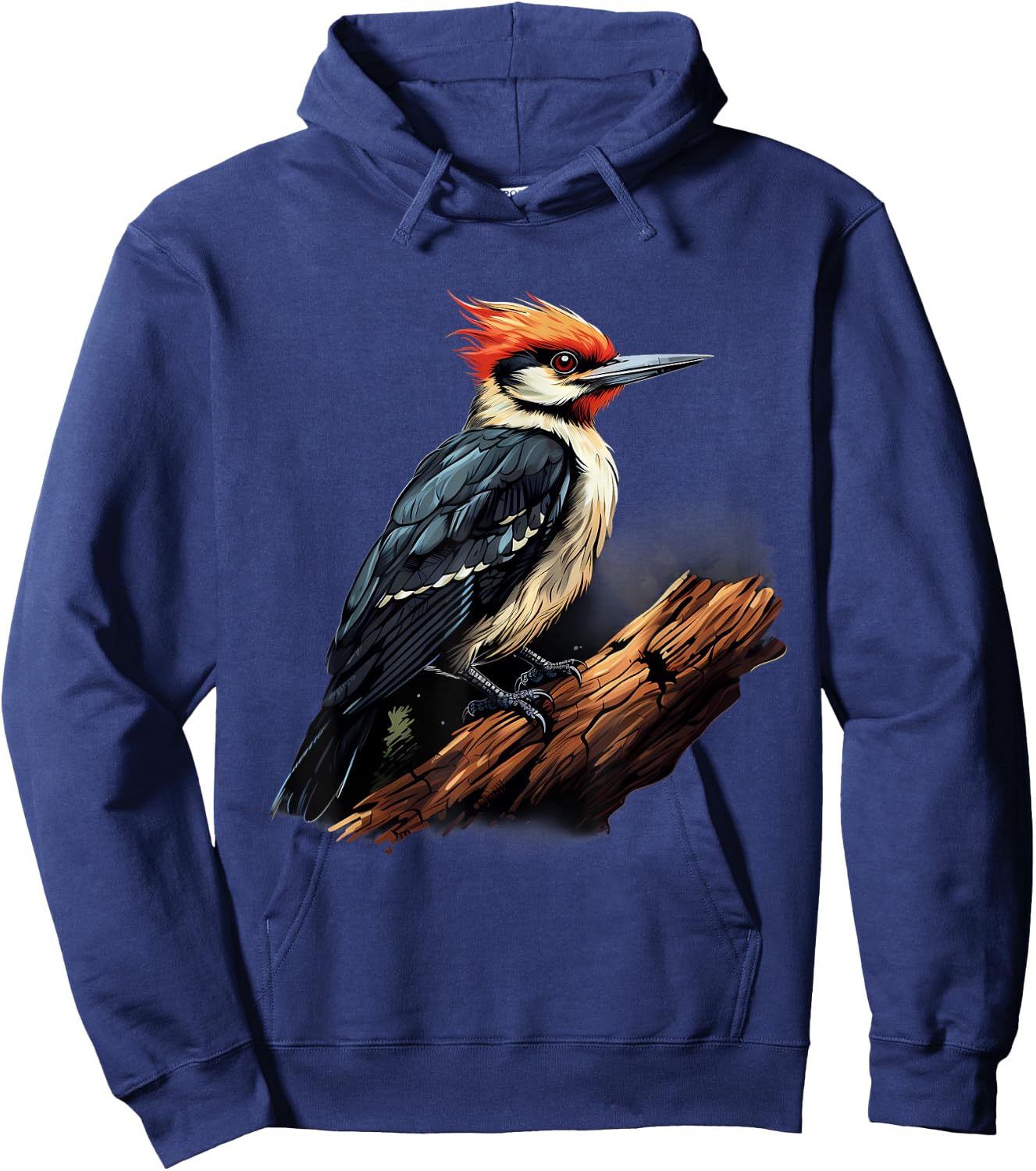 Woodpecker Artwork Nature Wildlife Animal Art Portrait Hoodie - Hoodie | Navy