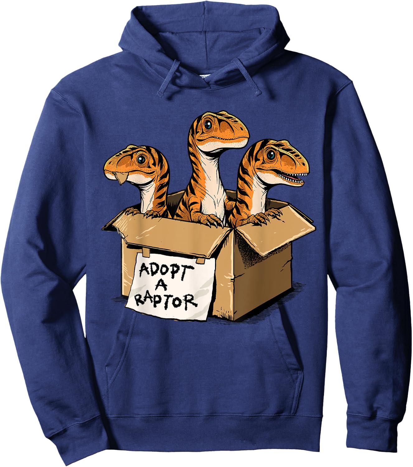 Raptor Shirt Adopt A Raptor Box Funny Dinosaur Adoption Hoodie - Hoodie | Navy