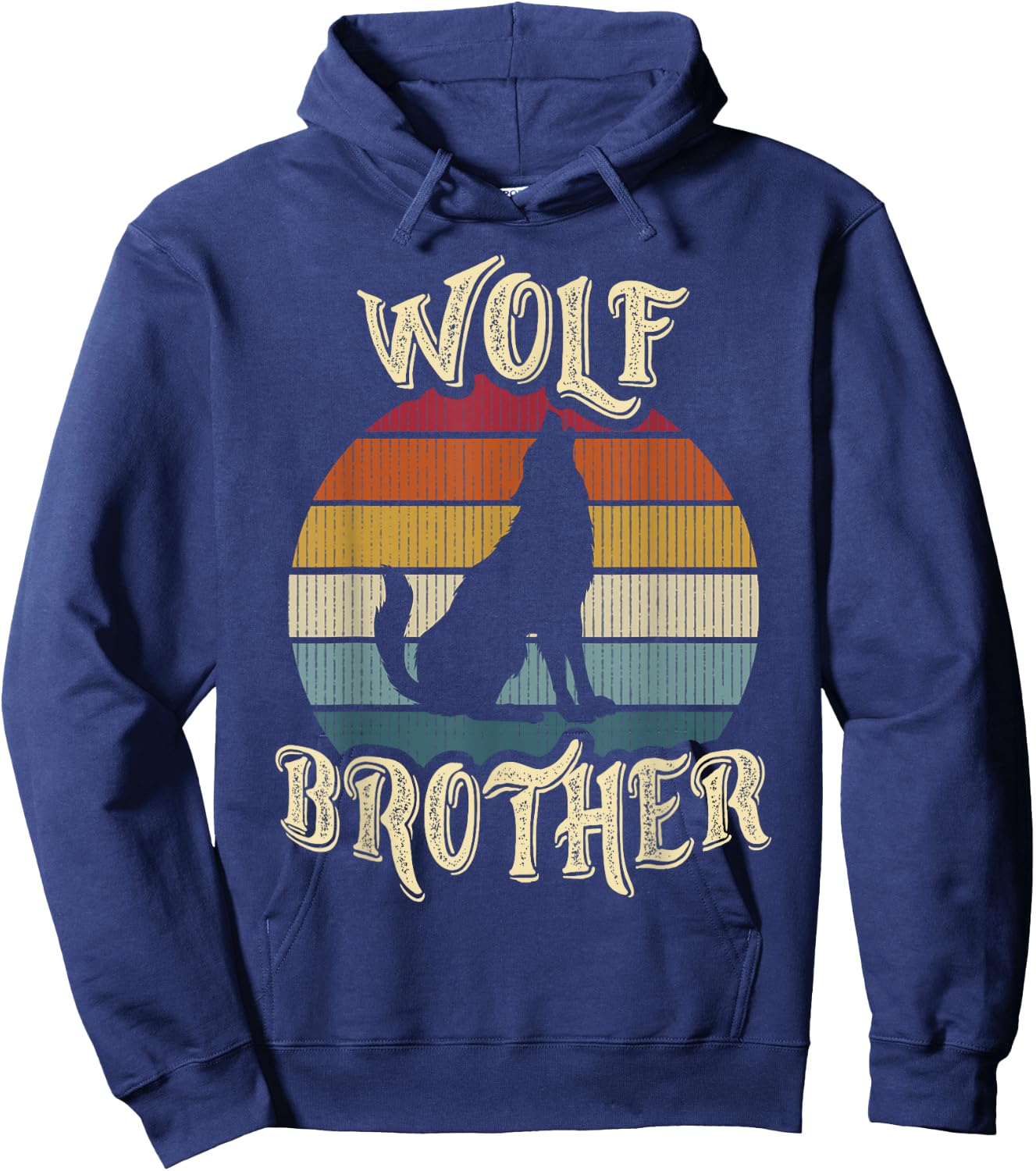 Wolf Brother Wolves Lover Vintage Funny Cute Pet Hoodie - Hoodie | Navy