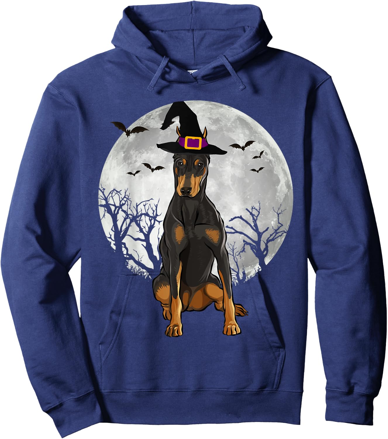 Scary Doberman Pinscher Dog Witch Hat Halloween Hoodie - Hoodie | Navy