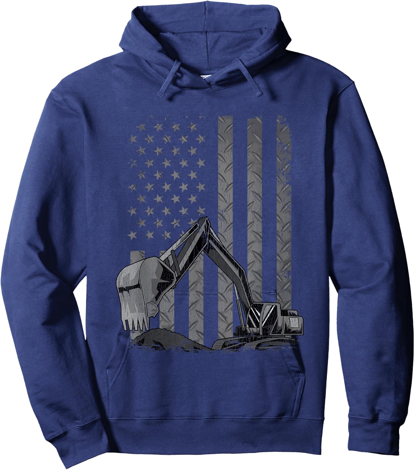Patriotic Construction Worker Excavator Operator Digger Cool Hoodie - Hoodie | Navy