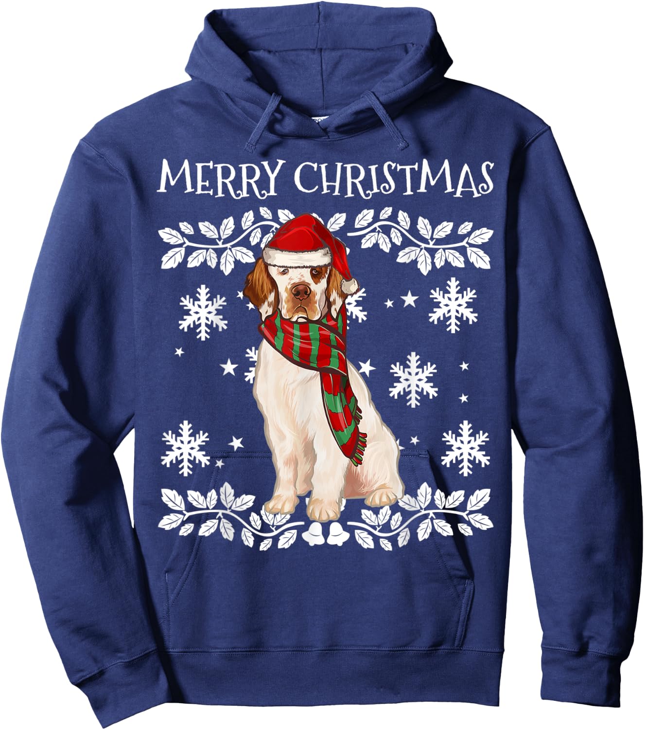Merry Christmas Ornament Clumber Spaniel Xmas Santa Hoodie - Hoodie | Navy