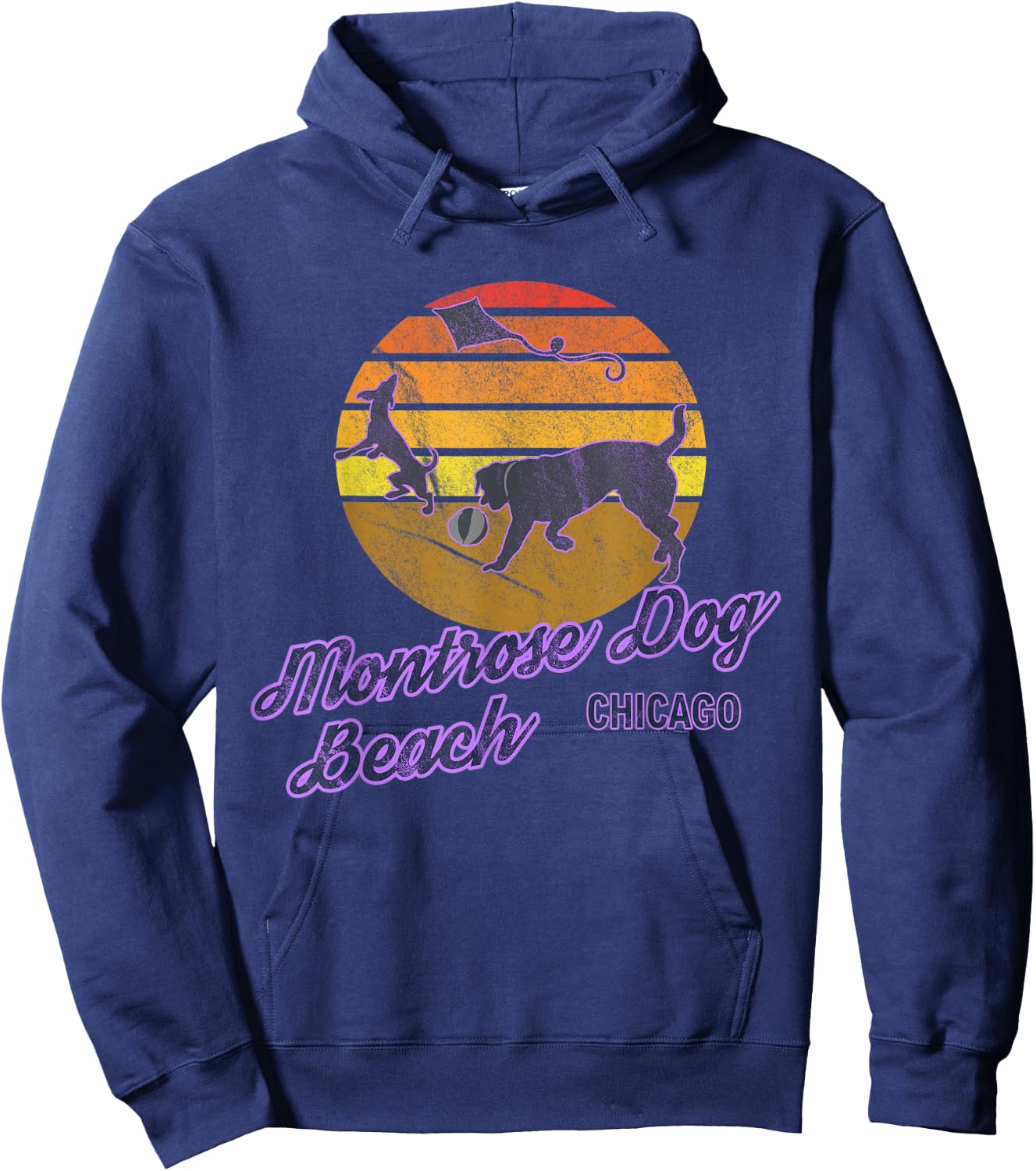 Montrose Dog Beach Chicago Illinois USA Dog Walkers Hoodie - Hoodie | Navy