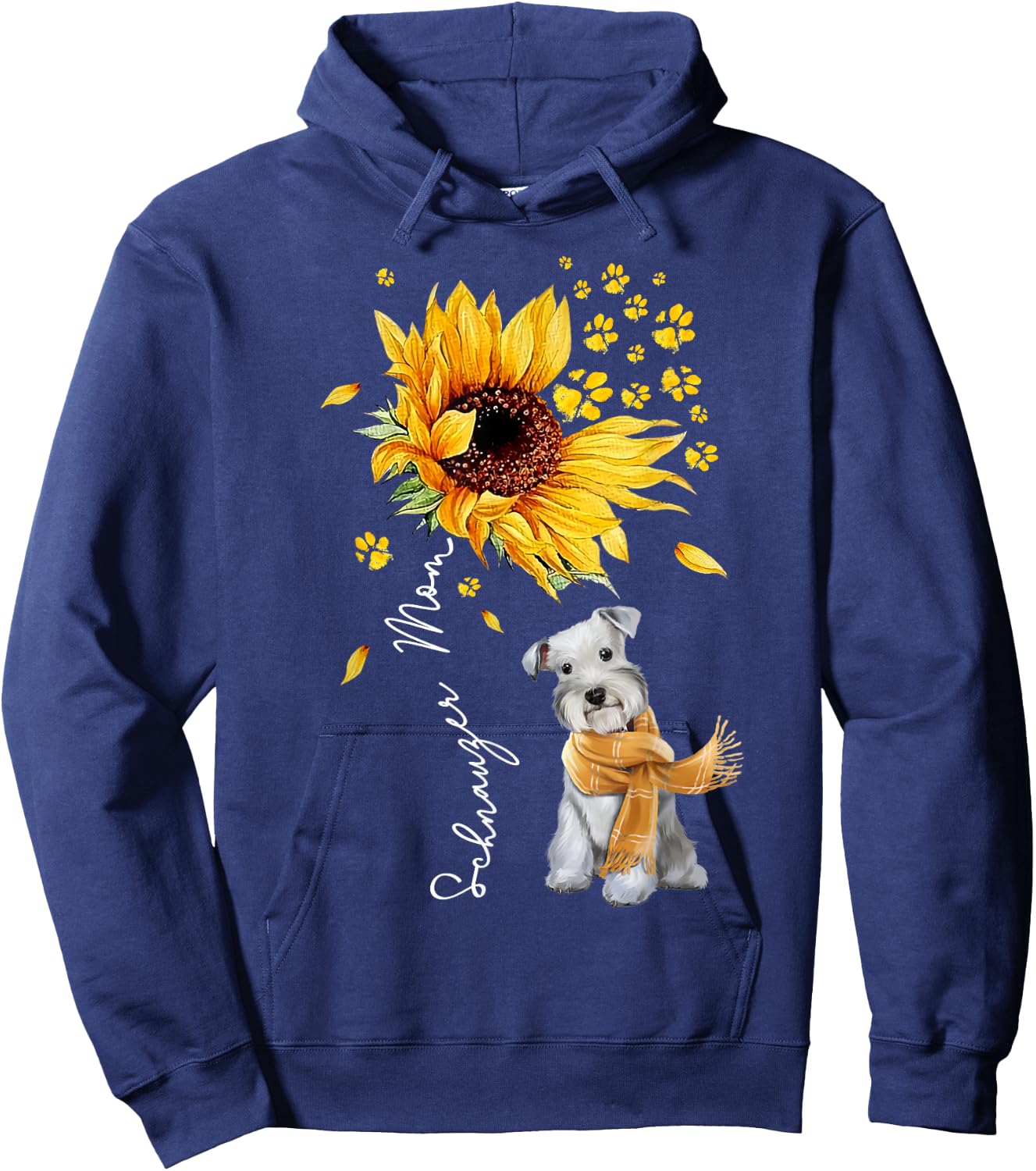 Sunflower Schnauzer Mom Dog Lover Gifts Hoodie - Hoodie | Navy