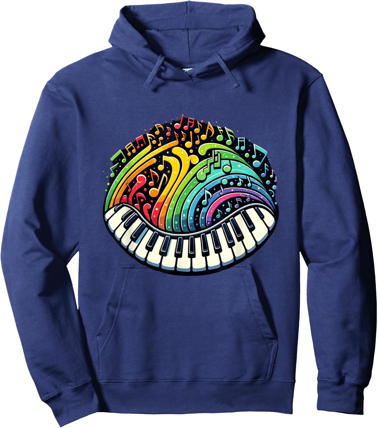 Cool Piano Colorful Keyboard Music Notes Musician Pianist Hoodie - Hoodie | Navy