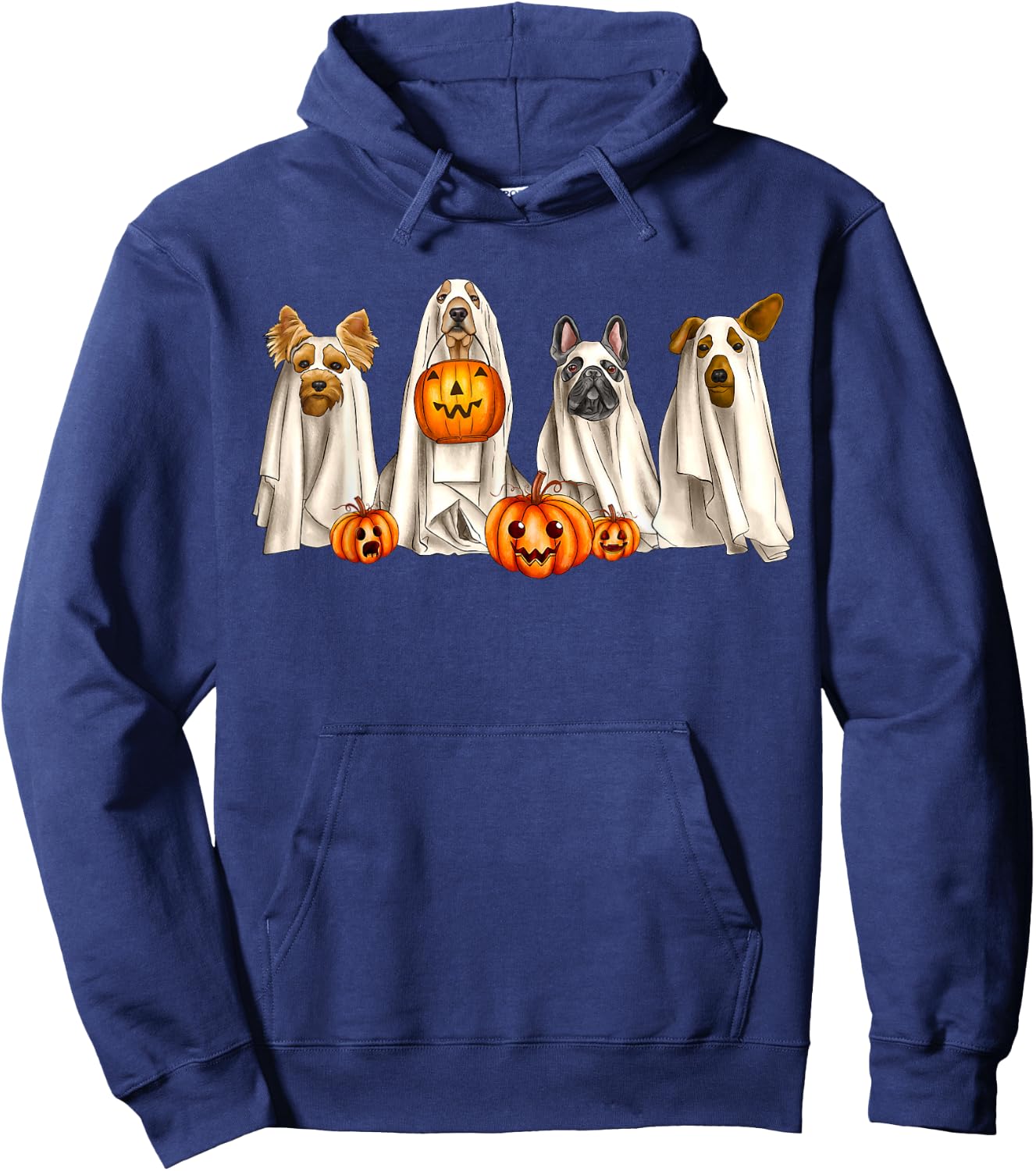 Ghost Dogs Spooky Season Dog Dressed As Ghost Halloween Hoodie - Hoodie | Navy