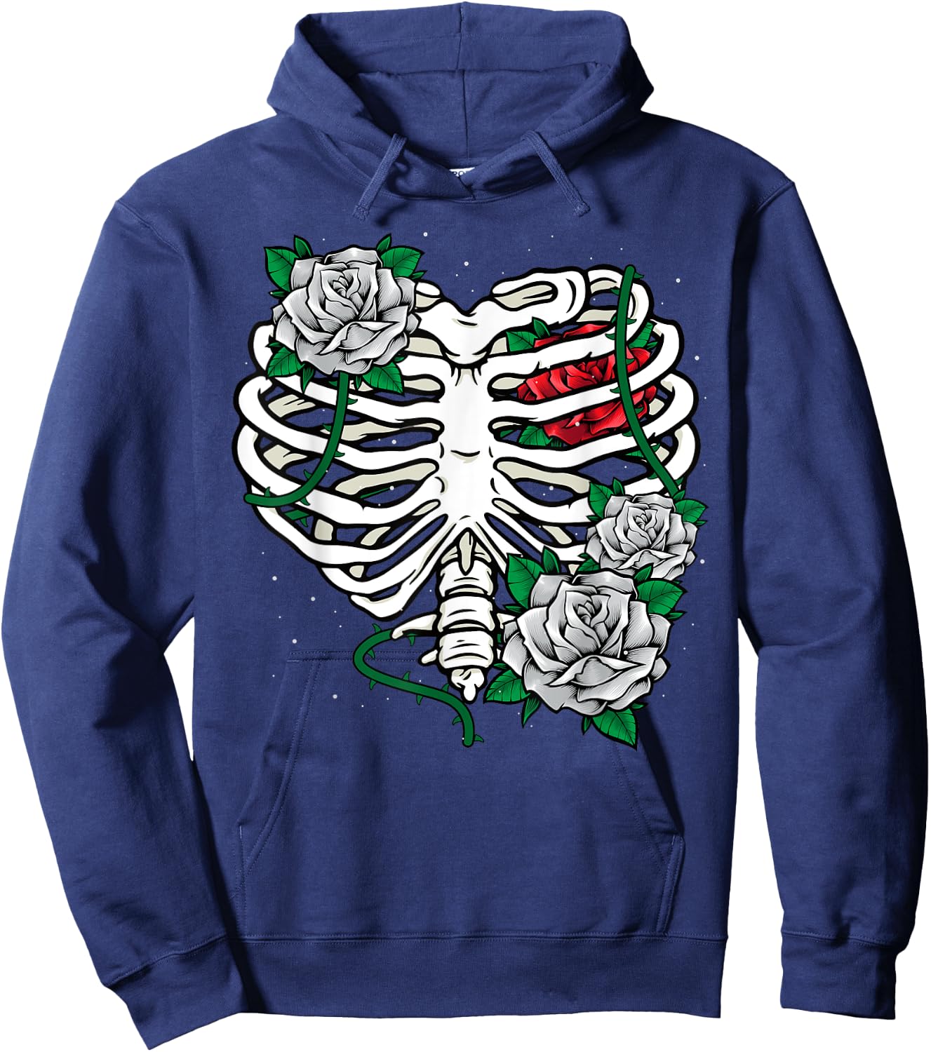 Skeleton Rib Cage With Flowers Halloween XRay Skeleton Candy Hoodie - Hoodie | Navy