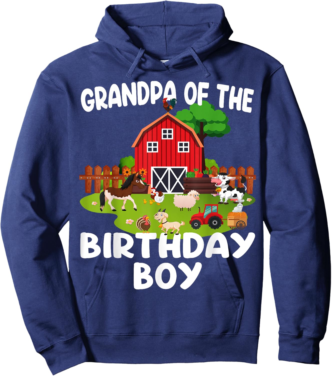 Barnyard Birthday Farm Animals Grandpa Birthday Boy Hoodie - Hoodie | Navy