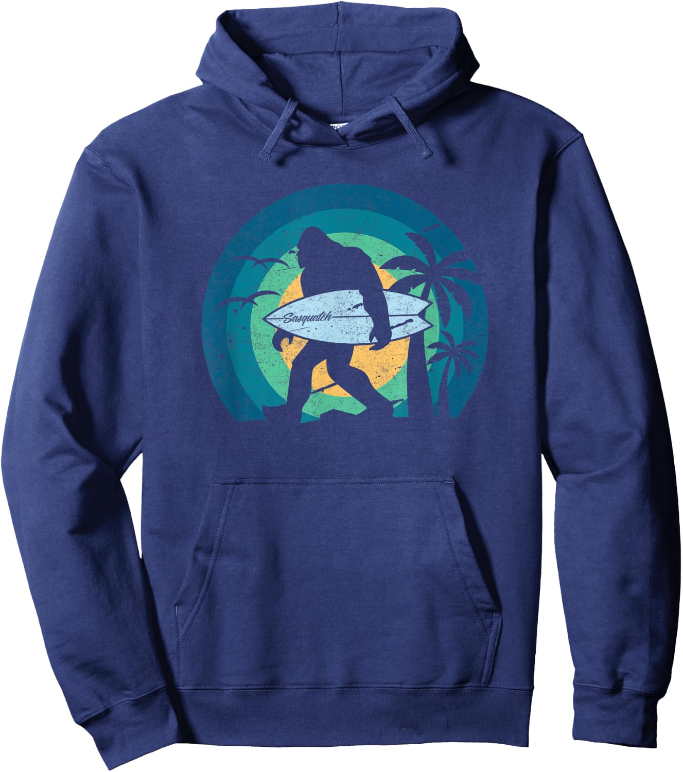 Bigfoot Surfing Shirt Funny Sasquatch Yeti Surf Men Kids Hoodie - Hoodie | Navy