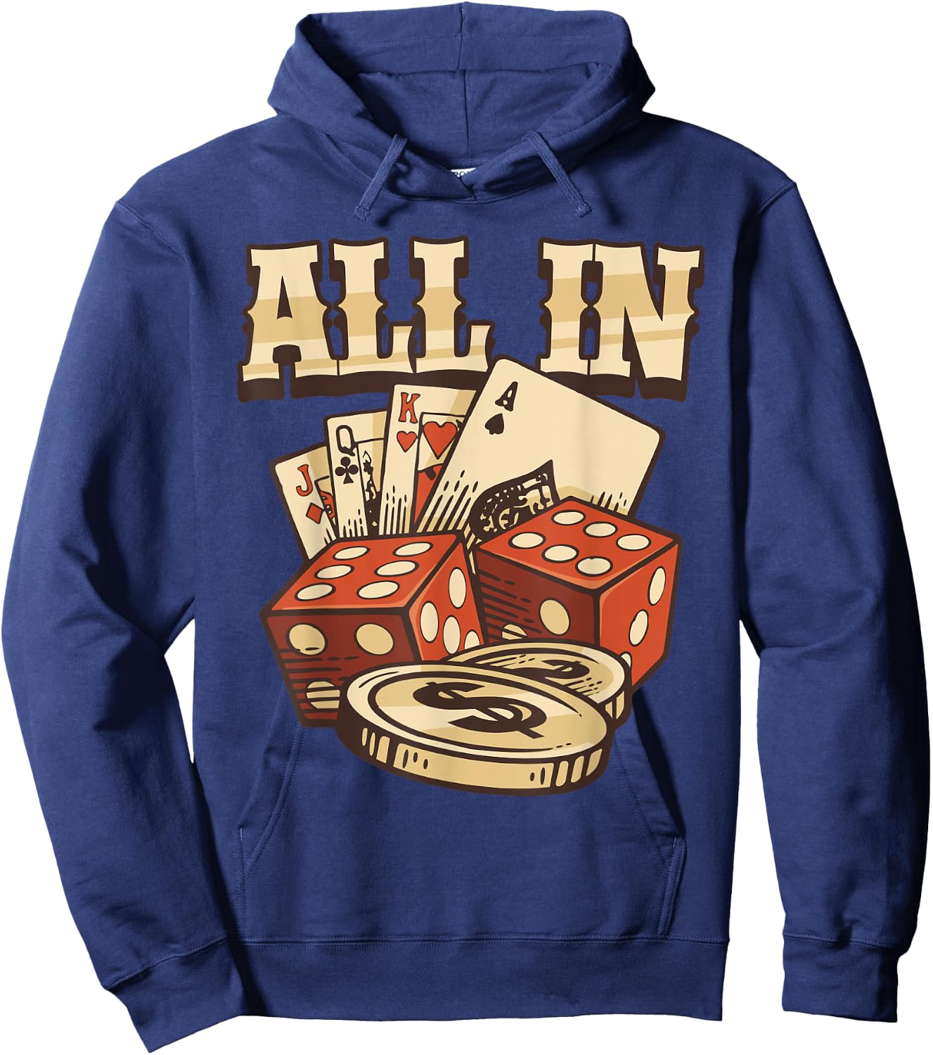 All In Card Game Playing Cards Poker Player Gambling Casino Hoodie - Hoodie | Navy