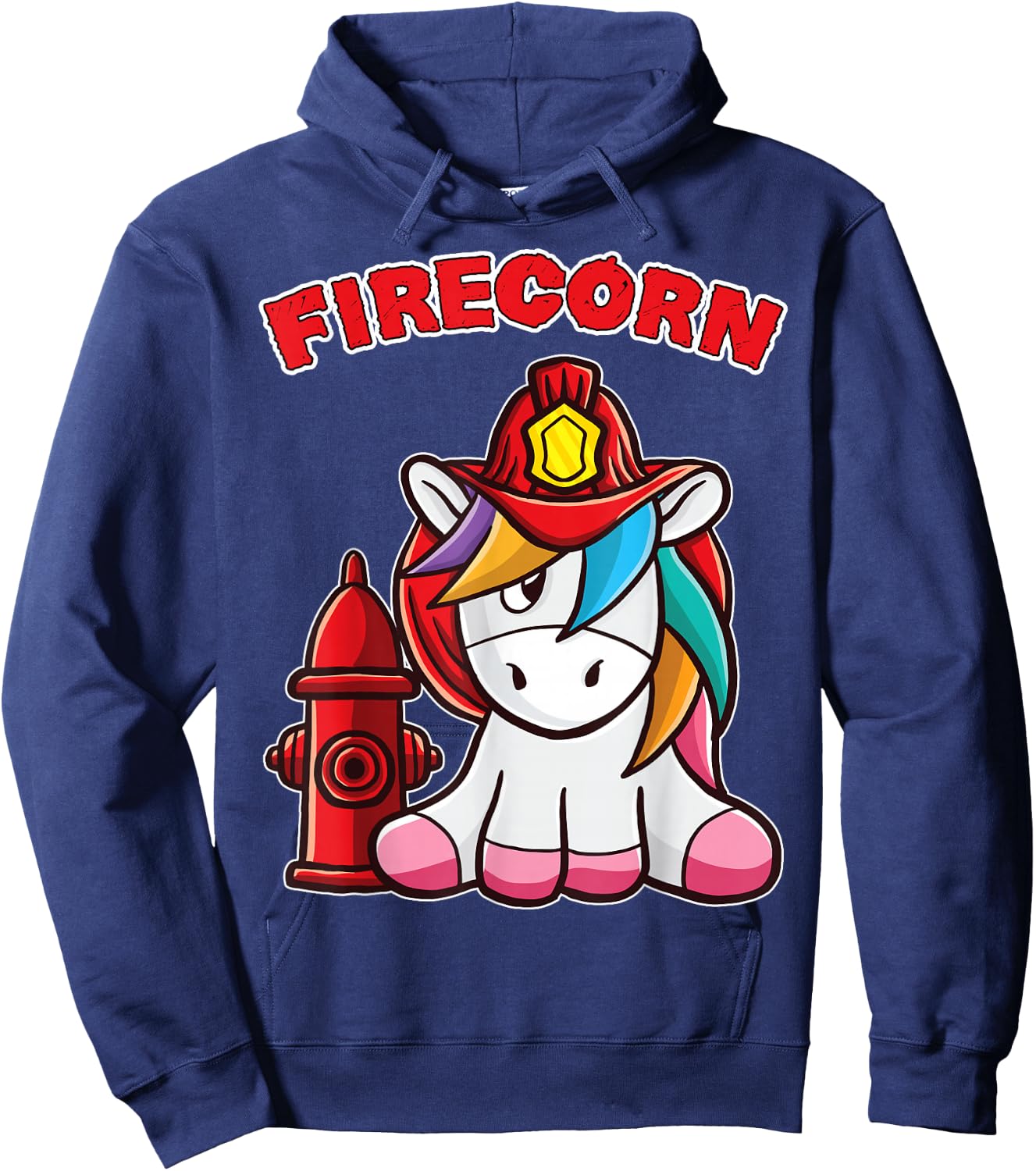 Firecorn Firefighter Unicorn with red Fireman Helmet Fire Hoodie - Hoodie | Navy