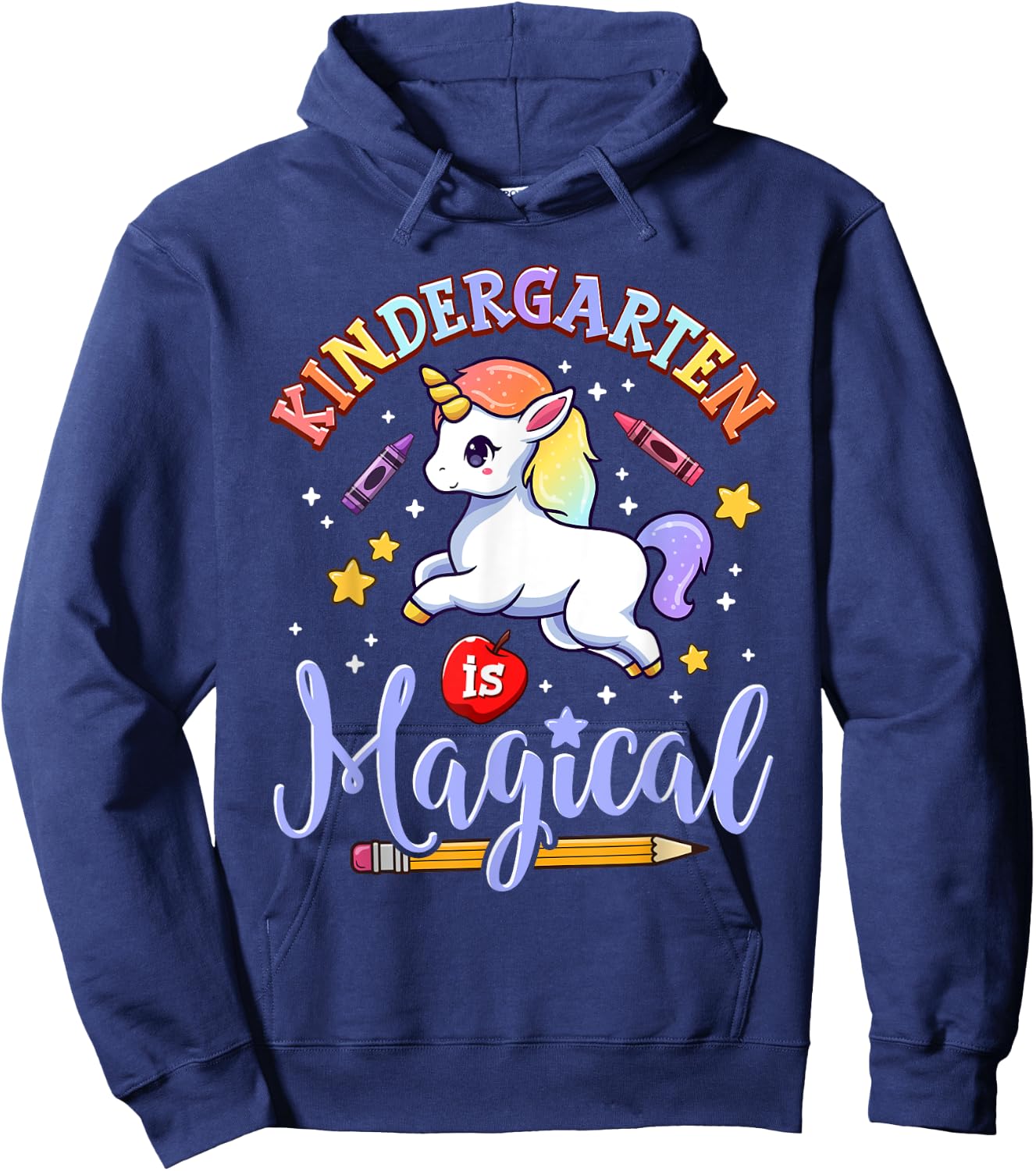 Cute Unicorn Kindergarten Is Magical Teacher Women Girl Hoodie - Hoodie | Navy