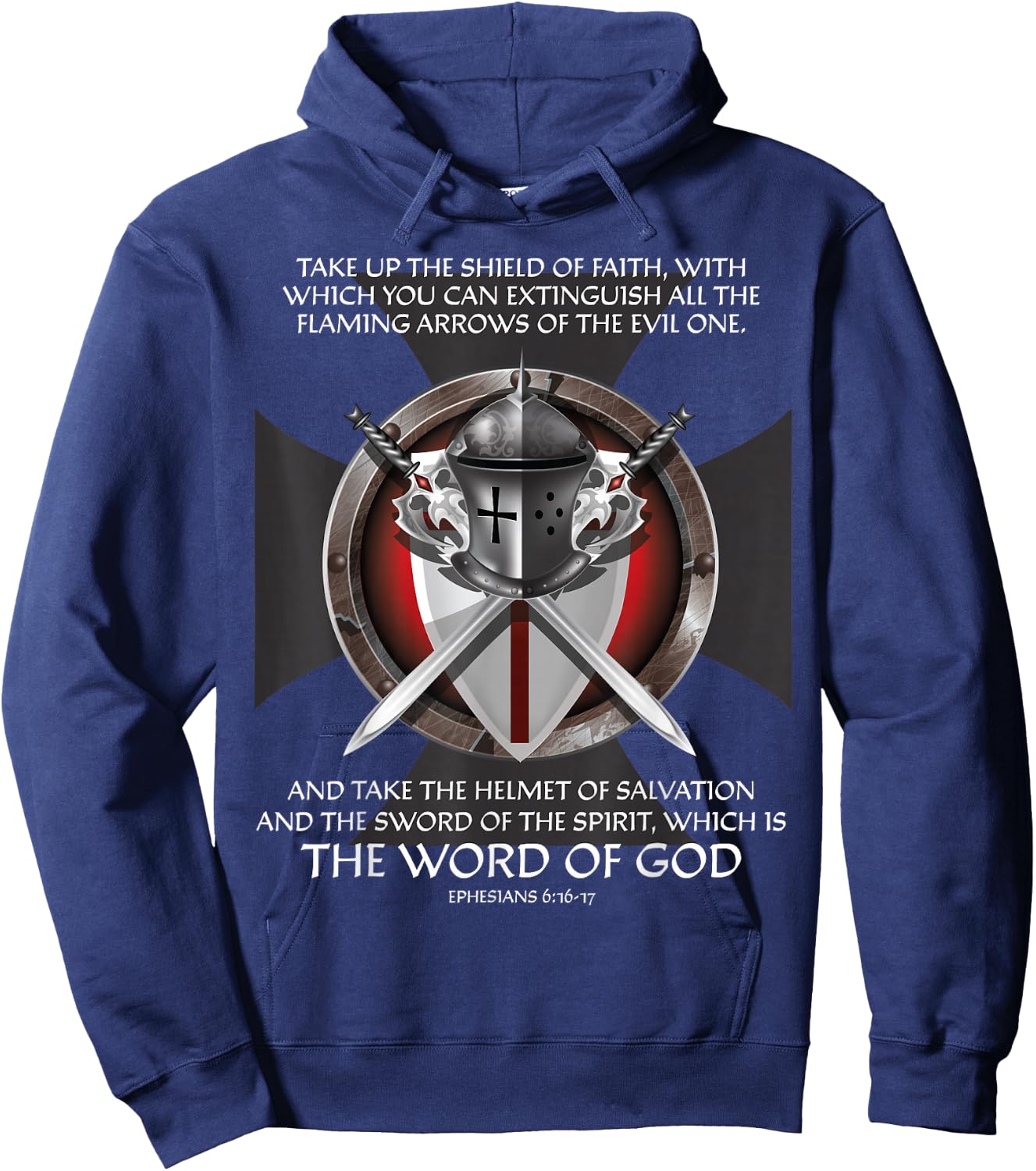 Armor of God Christian Bible Verse Religious Faith Graphic Hoodie - Hoodie | Navy