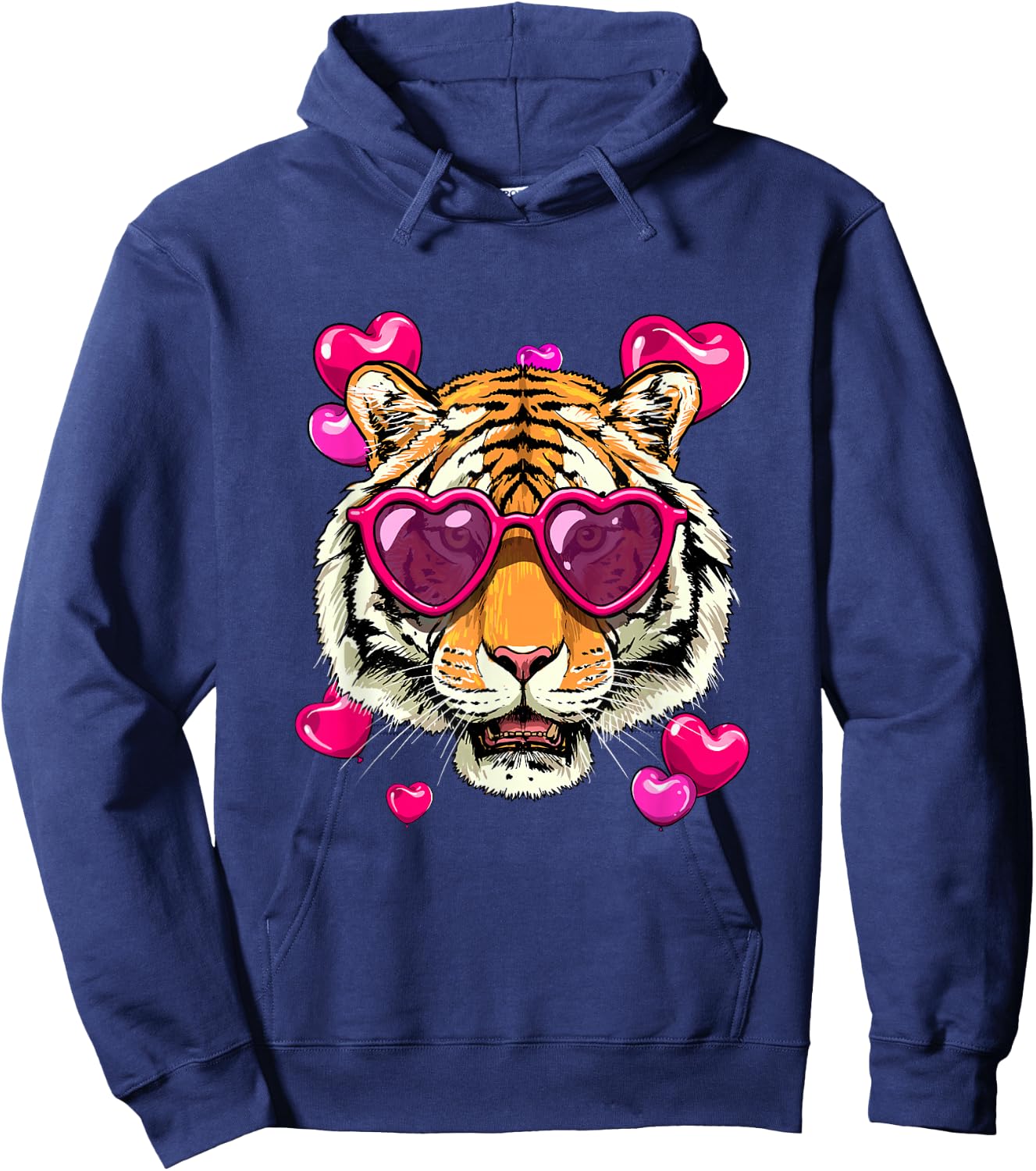 Bengal Tiger Shirt Valentines Tiger Animal Face Tiger Lover Hoodie - Hoodie | Navy