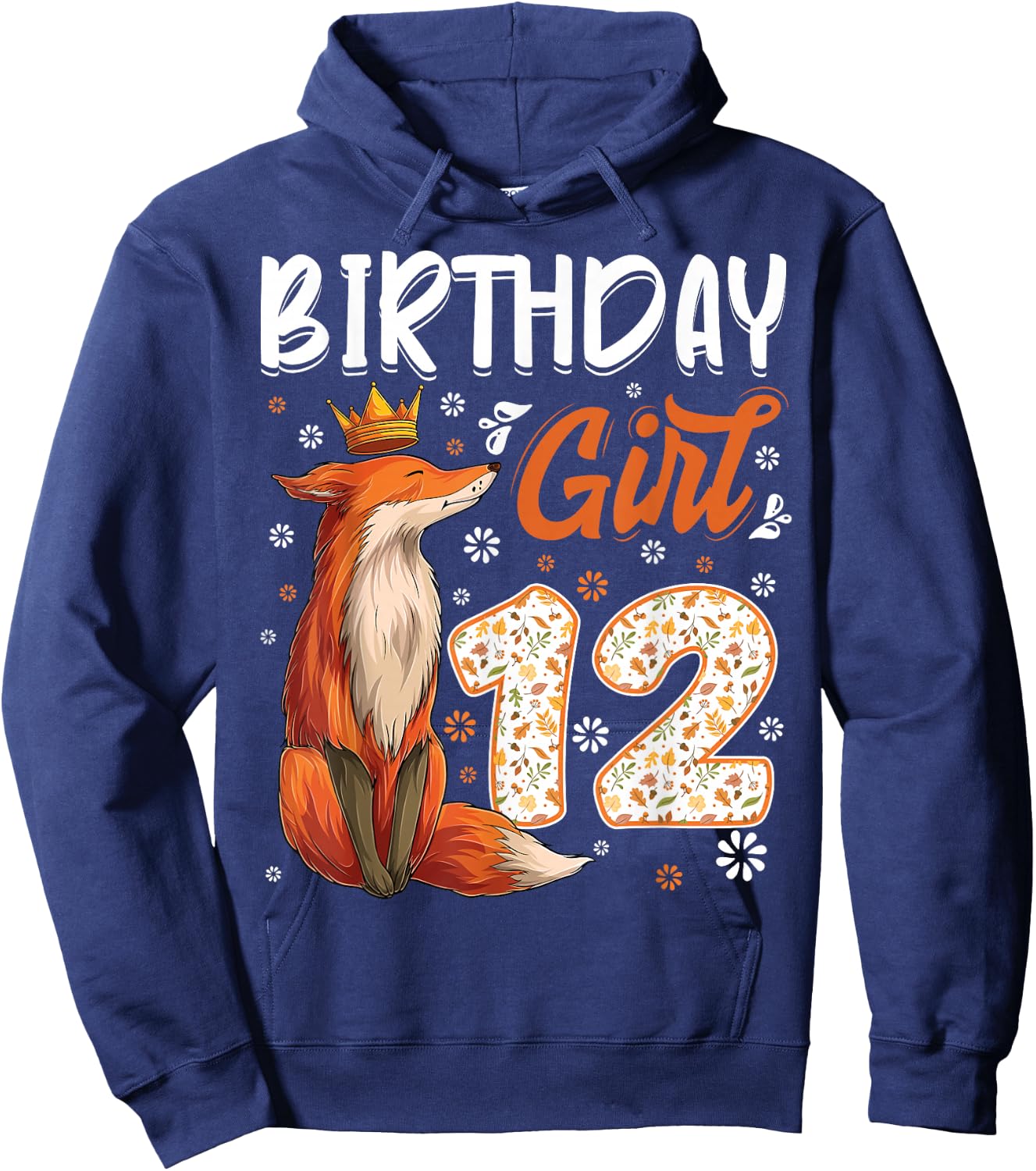 Fox Animal Lovers 12th Birthday Girl Fox B-day 12 year old Hoodie - Hoodie | Navy
