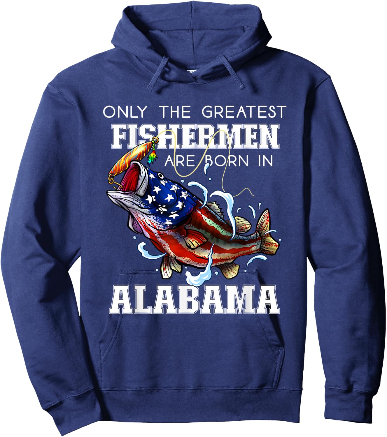 Alabama Fishing Greatest Fisherman American Flag Fish Hoodie - Hoodie | Navy