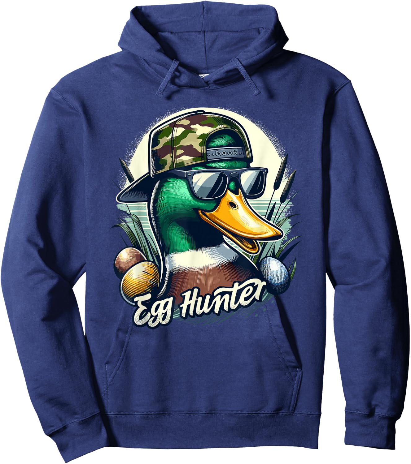 Easter Mallard Duck The Hunt Is On Easter Camo Duck Egg Hunt Hoodie - Hoodie | Navy