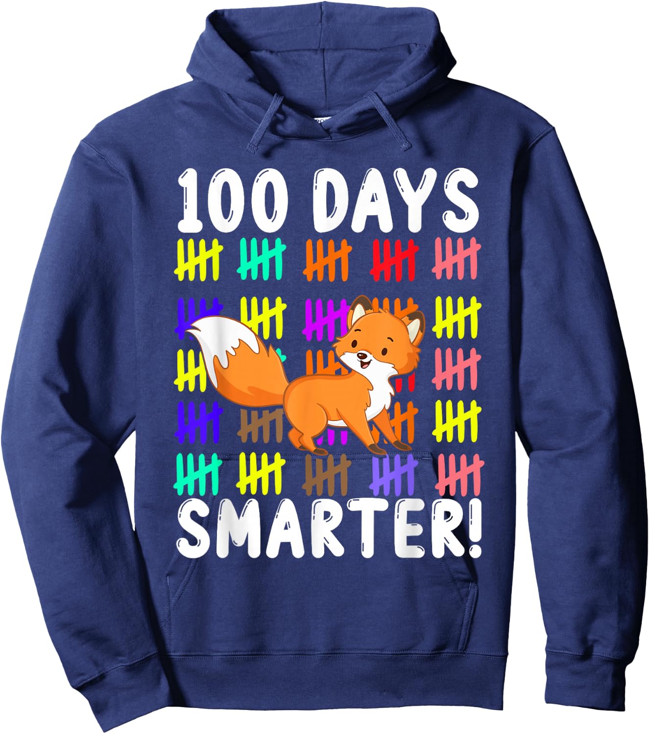 Zoo Animal Cute Fox Student Kids Gift 100 Days Of School Hoodie - Hoodie | Navy