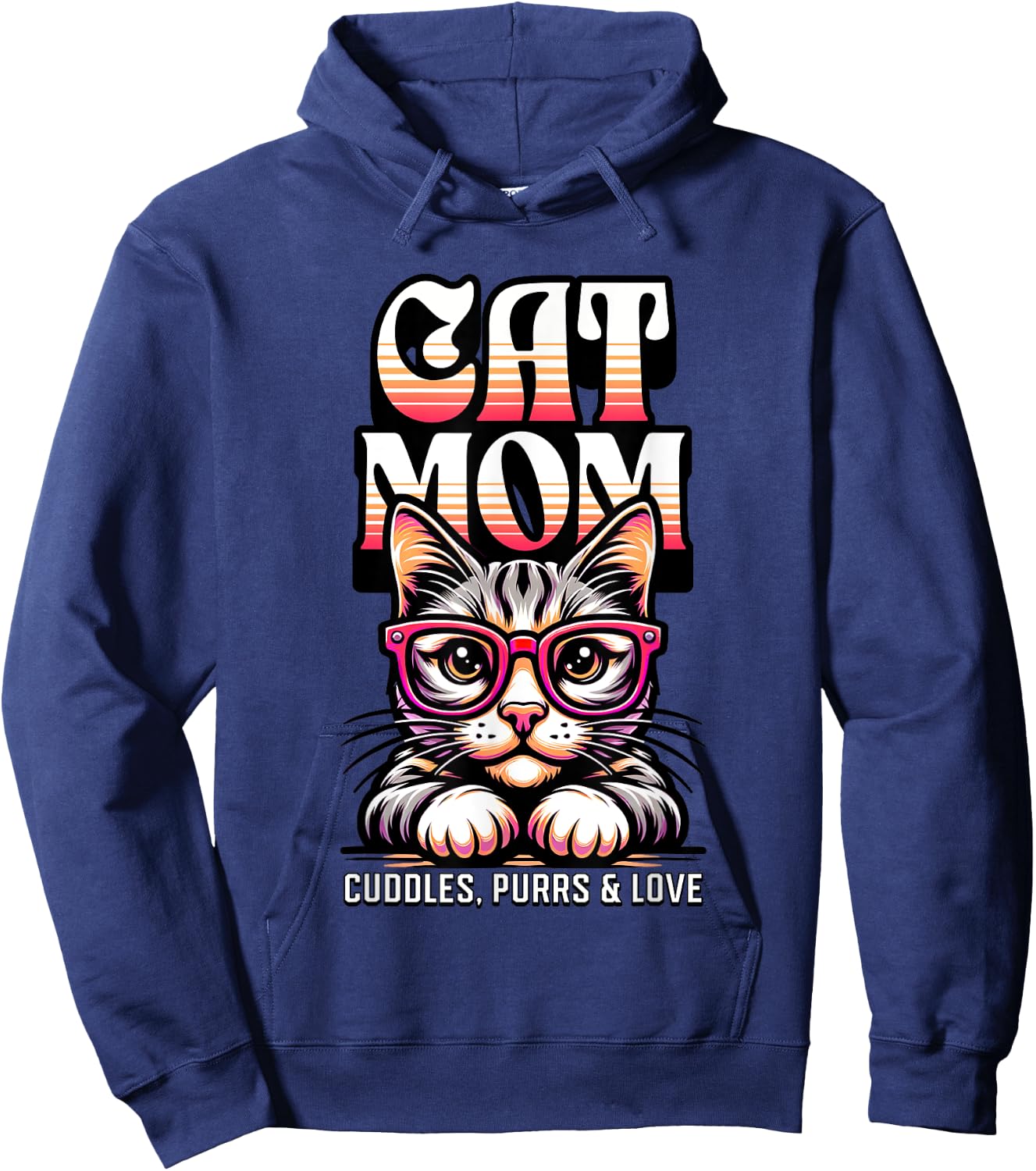 Funny Cat Mom Best Cat Mom Ever Coolest Cat Mama Graphic Hoodie - Hoodie | Navy