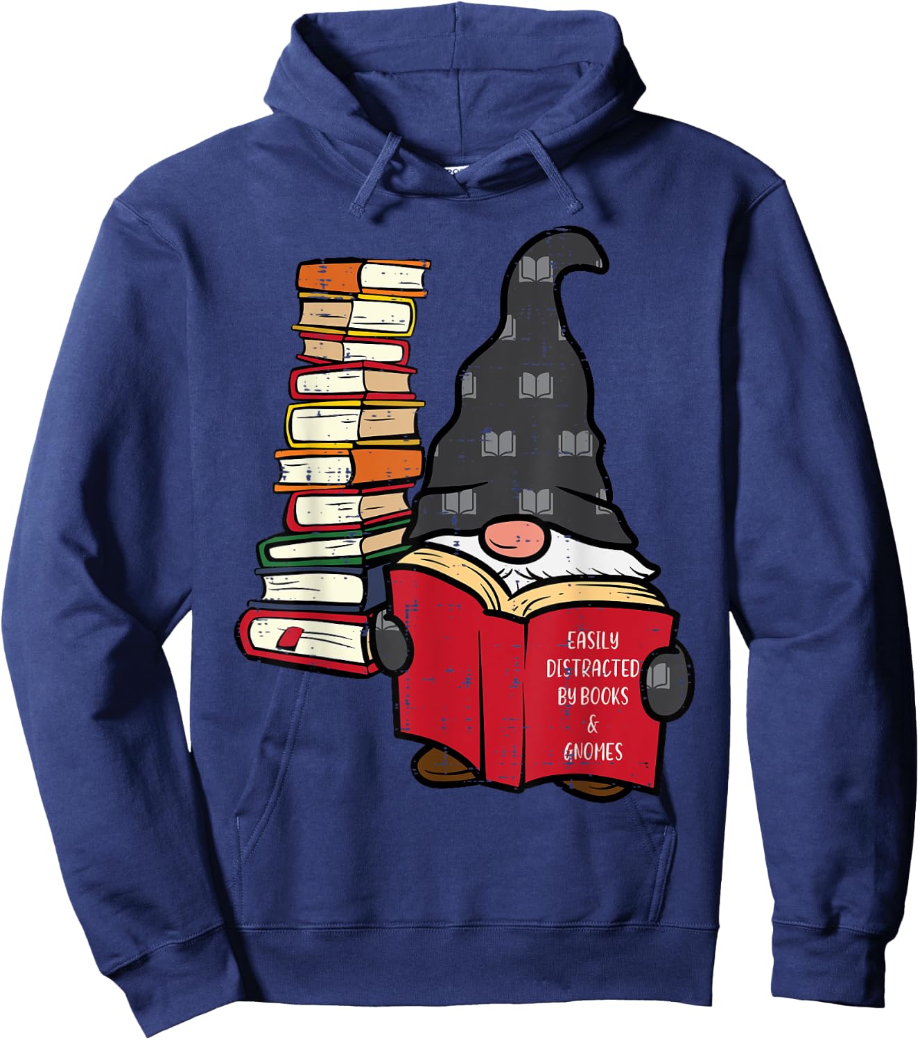 Gnome Read Reading Book Librarian Across America Women Kids Hoodie - Hoodie | Navy