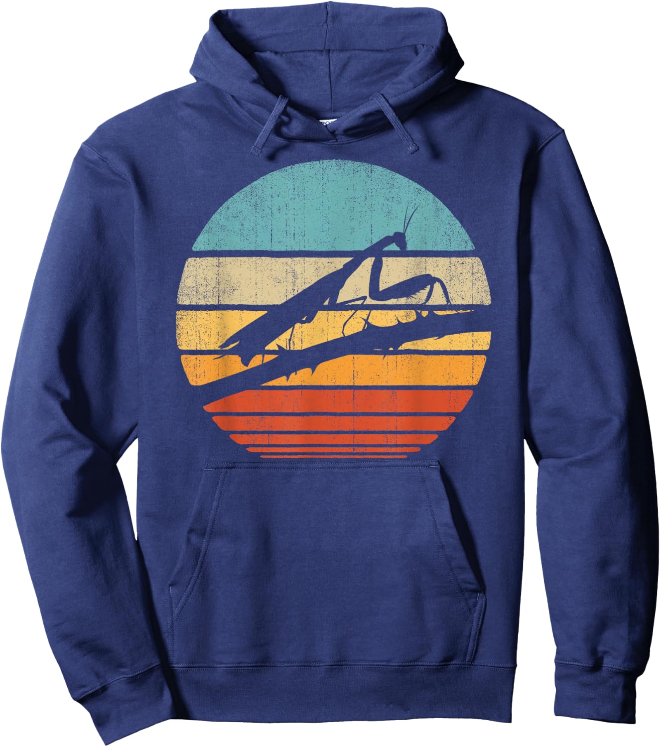 Praying Mantis Retro Vintage 60s 70s Sunset Bug Insect Men Hoodie - Hoodie | Navy